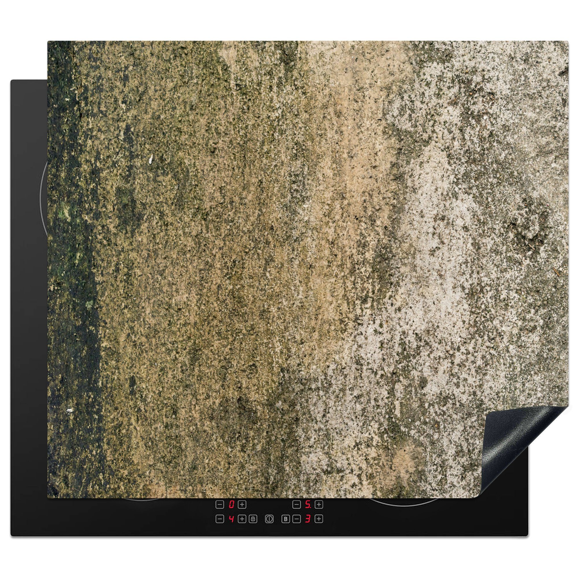 MuchoWow Herdblende-/Abdeckplatte Beton - Braun - Vintage, Vinyl, (1 tlg), 59x52 cm, Ceranfeldabdeckung für die küche, Induktionsmatte