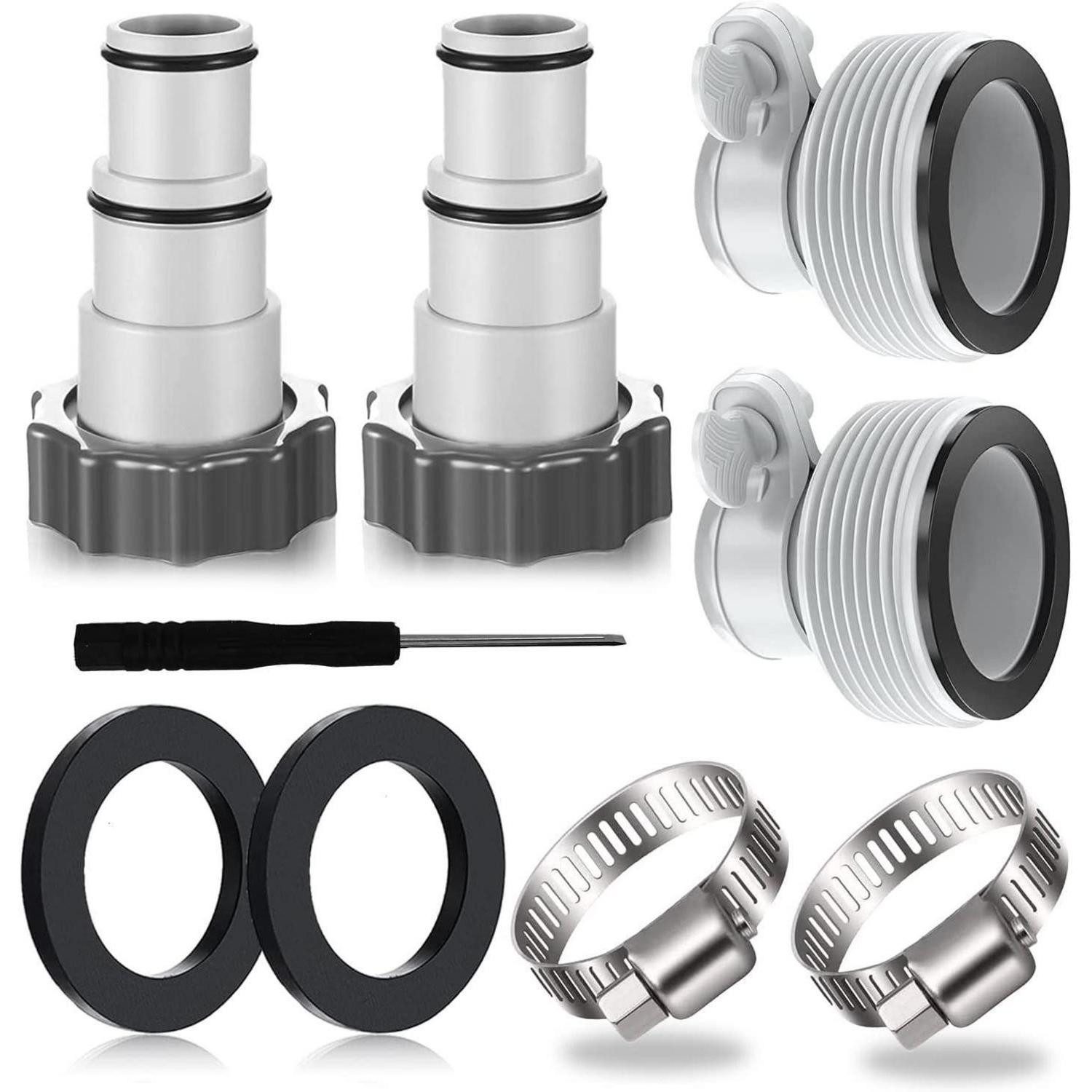 LuxusKollektion Poolschlauch 4PCS Poolschlauch Adapter für Intex Pool Ø 32 38mm Grau