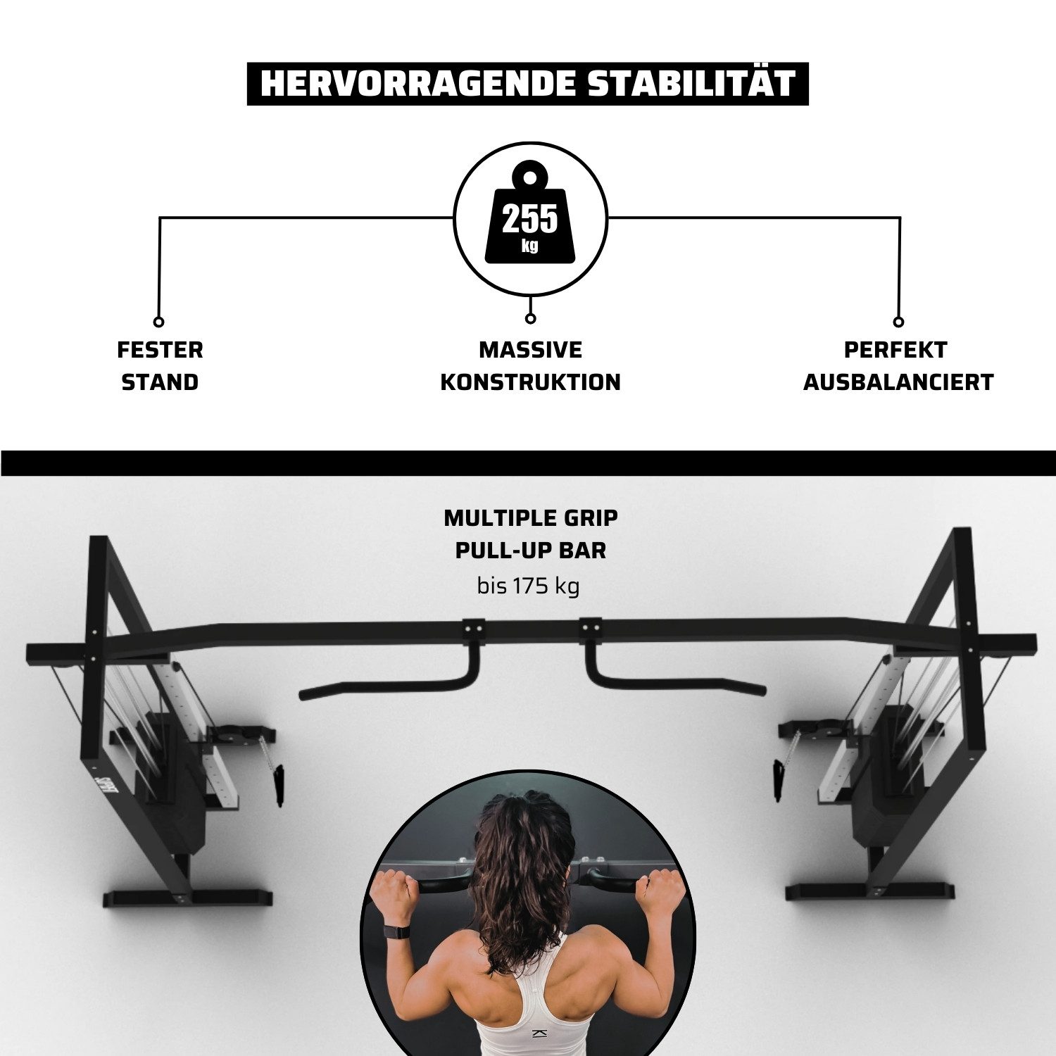 SF SUPRFIT Kraftstation Hallador Fitnessturm als Kabelzugstation Regular od. Basement Edition, inkl Gewichten bis 71kg, Regular 298x216cm, Basement Edition 298x200cm