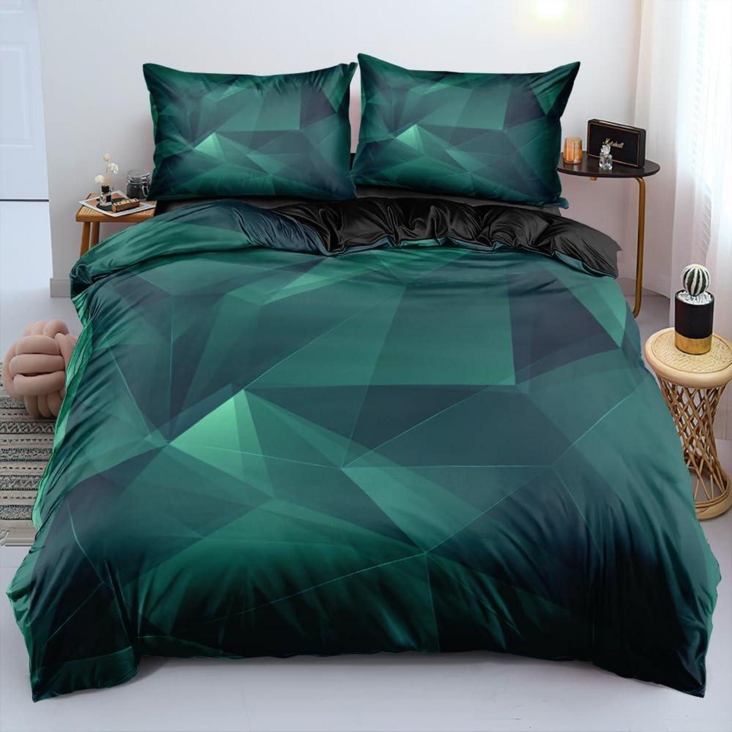 LuxusKollektion Bettwäsche 3D Bettwäsche Set Geometrie 4-tlg. 135x200cm