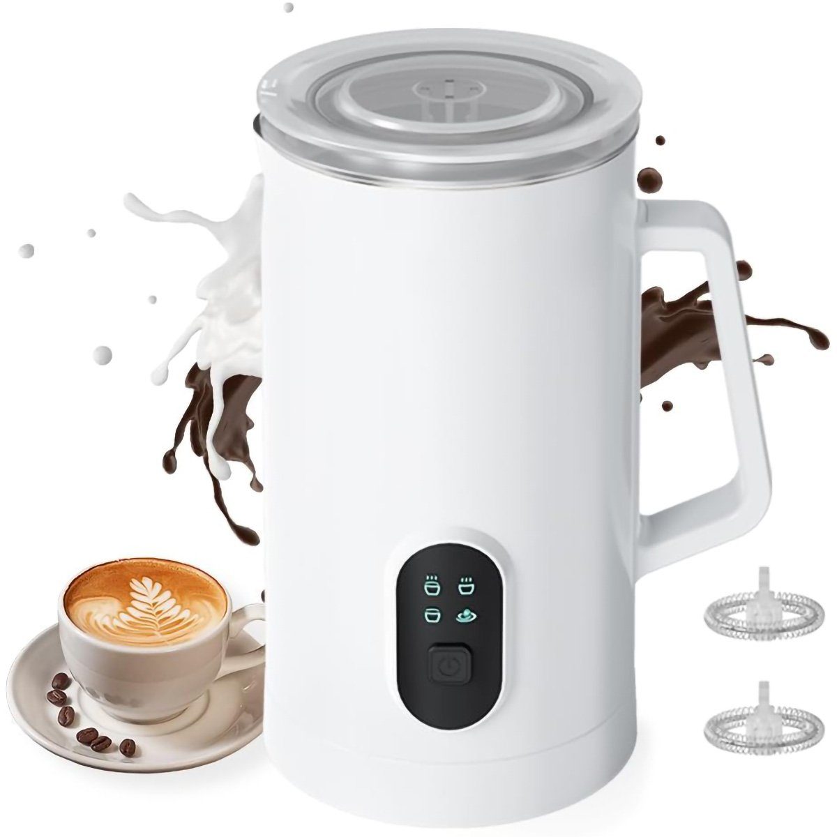 yozhiqu Milchaufschäumer Elektrischer Warmer und kalter Milchaufschäumer Geräuschloser Betrieb, 4in1 Automatischer Anti-Rutsch-Edelstahl-Maker für Kaffee Latte Heiße