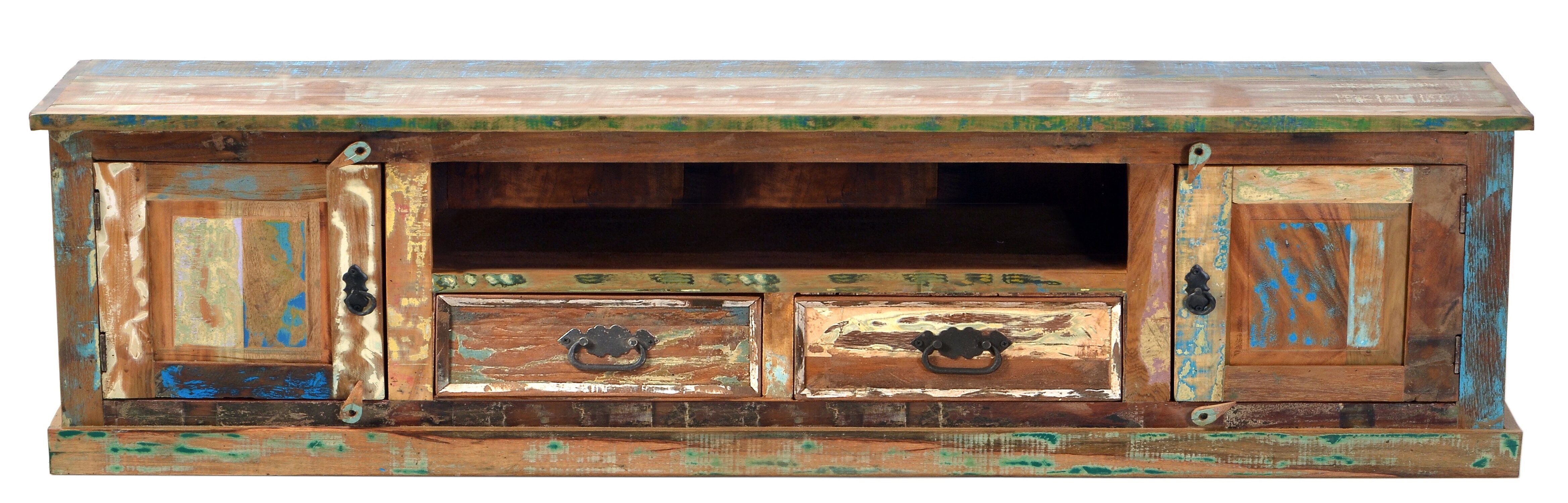 TPFLiving Lowboard Seward - mit Kabelloch (aus bunt lackiertem Altholz - bunt, Designer Lowboard), Produktlinie: Alaska - Breite: 200 cm, Höhe: 55 cm, Tiefe: 40 cm | Lowboards