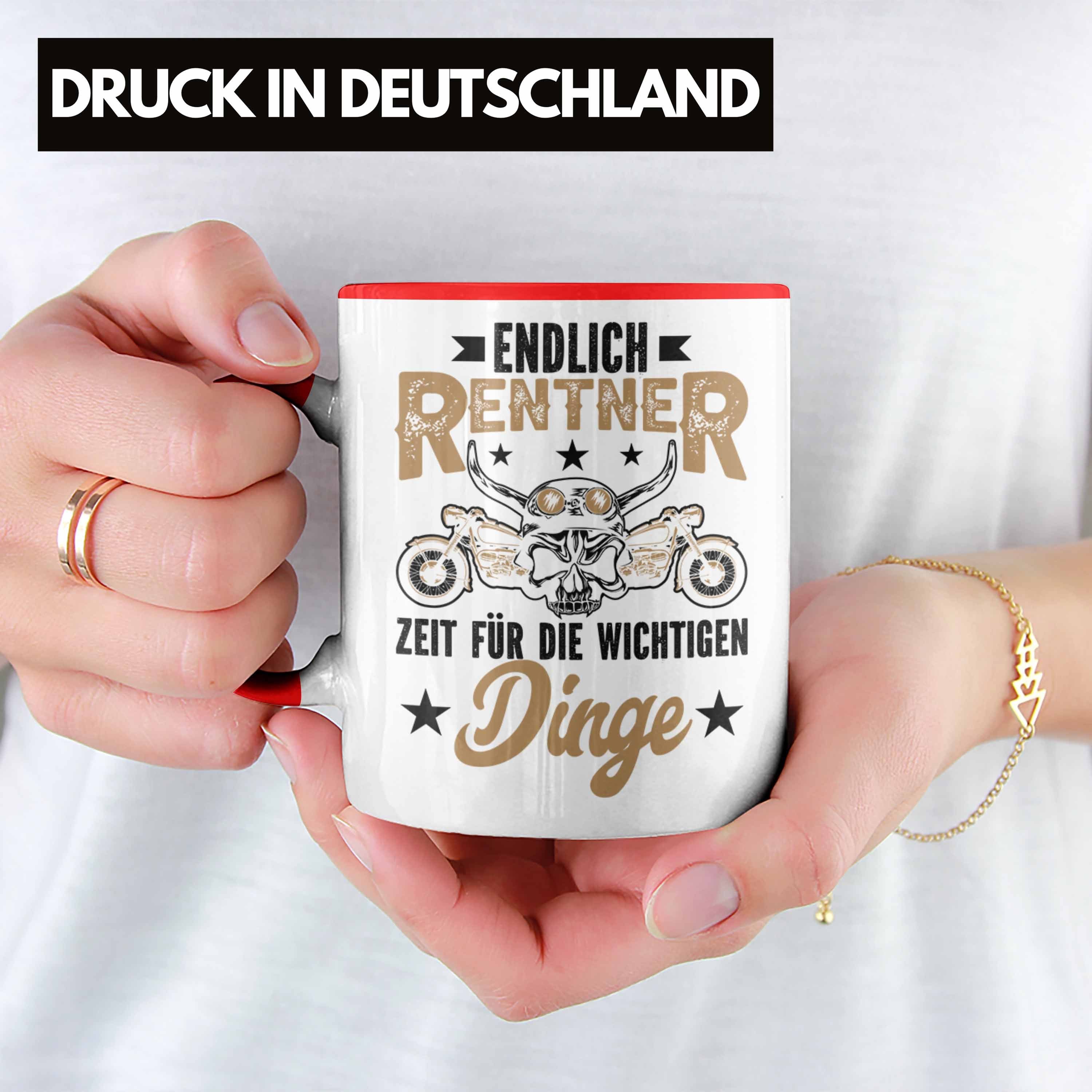 Motorradfahrer Tasse Weihnachten Geschenk Opa Geburtstag Geschenkidee Rentner Trendation Trendation Rot Renteneintritt - Spruch Lustiger Tasse