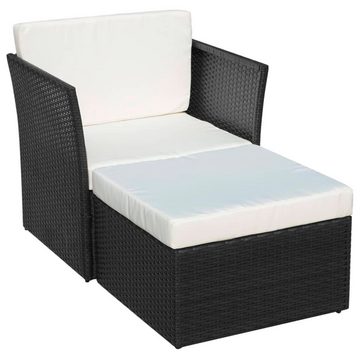 vidaXL Gartenstuhl Gartensessel mit Fußhocker Poly Rattan Schwarz (1 St)