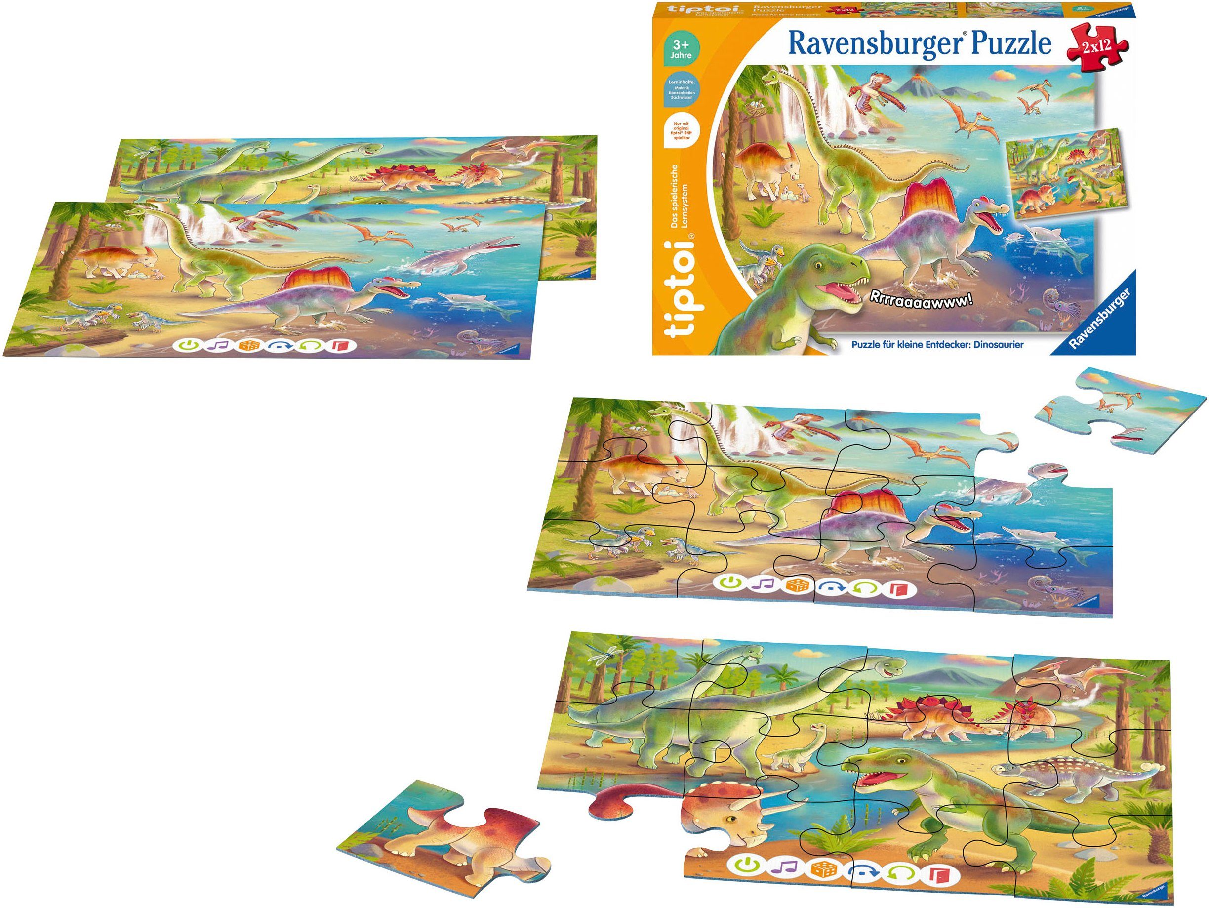 Ravensburger Puzzle tiptoi® Puzzle für kleine Entdecker: Dinosaurier, 24 Puzzleteile, Made in Europe