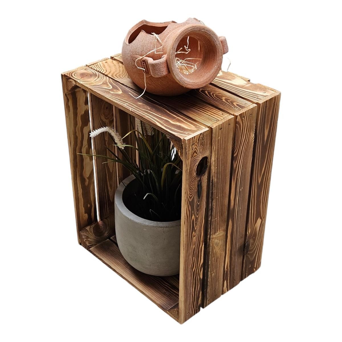 Teramico Holzkiste Weinkiste Holzkiste NEU geflammt 50 x 40 x 30cm, Aufbewahrungsbox