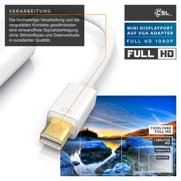CSL Video-Adapter Mini DisplayPort zu VGA, Full HD MiniDP Stecker zu VGA Buchse Adapter Kabel