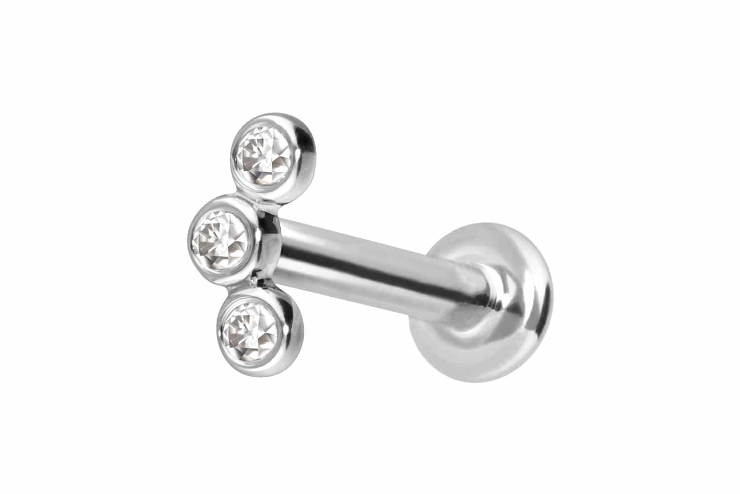 Piercing-Set 14 Karat Gold Labret mit Push Fit MOISSANIT-BOGEN