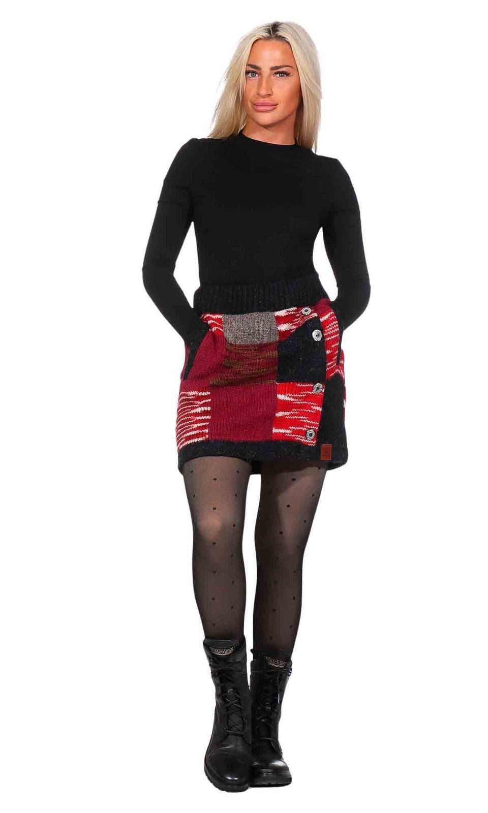 KUNST UND MAGIE Strickrock Bunter Patchwork Strickrock kurz + klassisches M günstig online kaufen