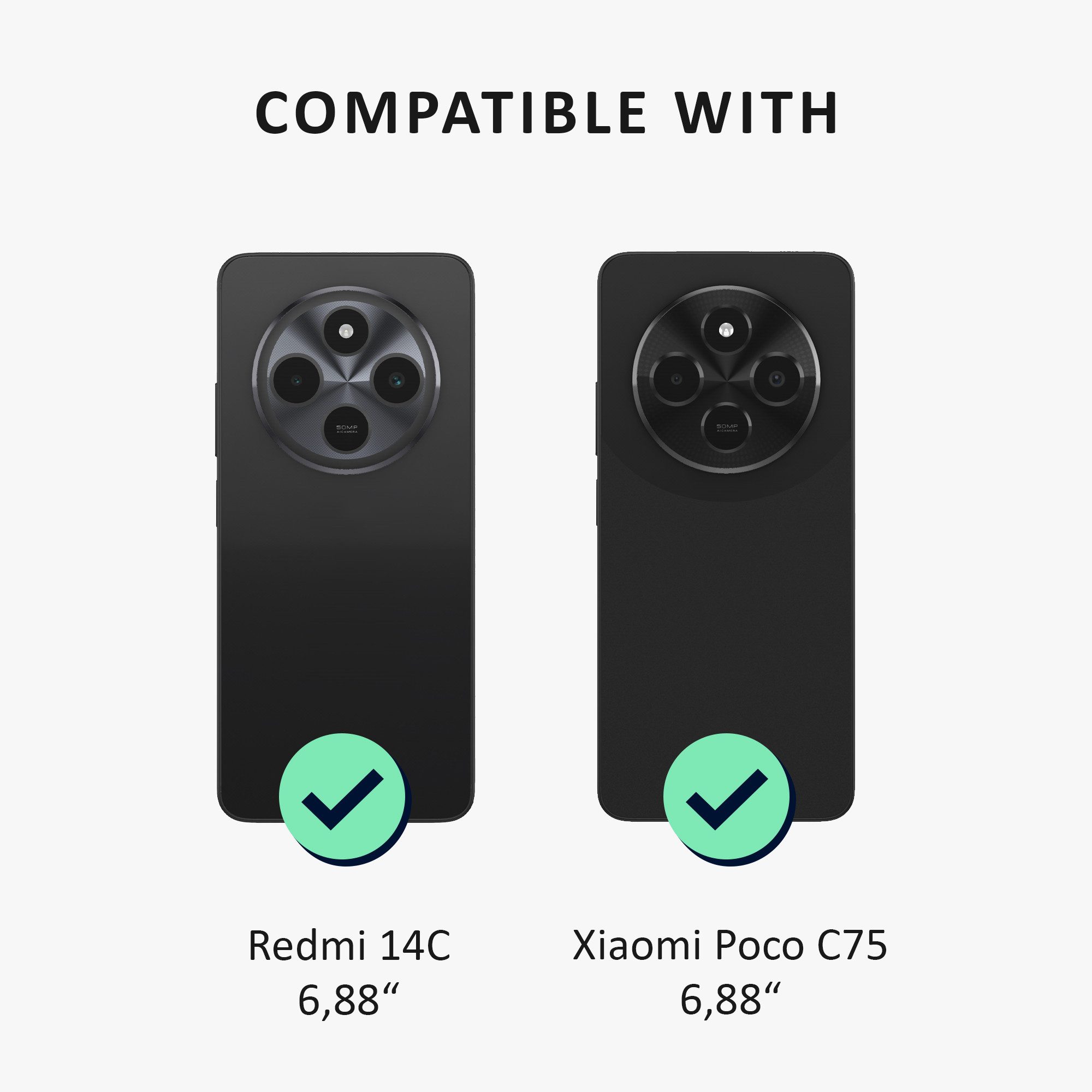 kalibri Handyhülle Hülle für Xiaomi Redmi 14C / Poco C75 Case, Handyhülle mit 2x Glas Schutz Folie - Cover Handyhülle