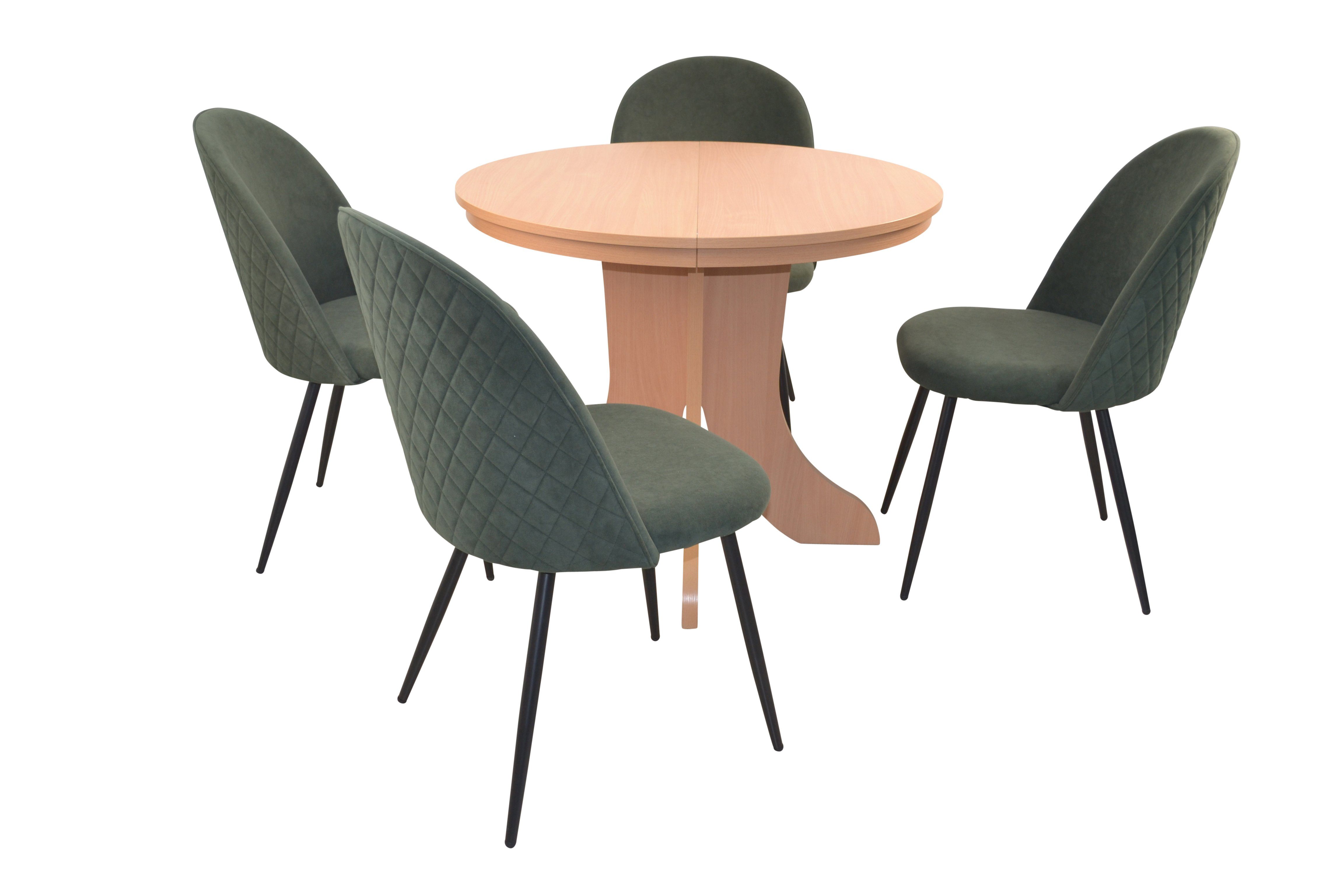 (Spar-Set, moebel-direkt-online Tischgruppe Set) und 5teiliges Esstisch grün 4 Polsterstühlen, 5teilig, Essgruppe bestehend aus