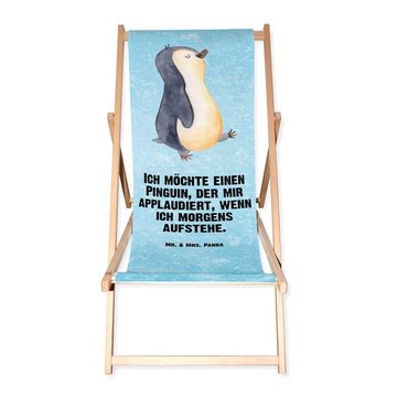 Mr. & Mrs. Panda Gartenliege Pinguin marschieren - Eisblau - Geschenk, Sonnenliege, Strandliege, z, 1 St., Abnehmbarer Bezug