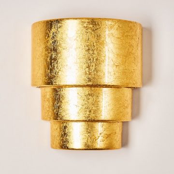 hofstein Wandleuchte »Bionde« Wandlampe aus Keramik in Gold,mit schönem Lichtkegel, ohne Leuchtmittel, 1xE27, Innenin Blattgold-Optik
