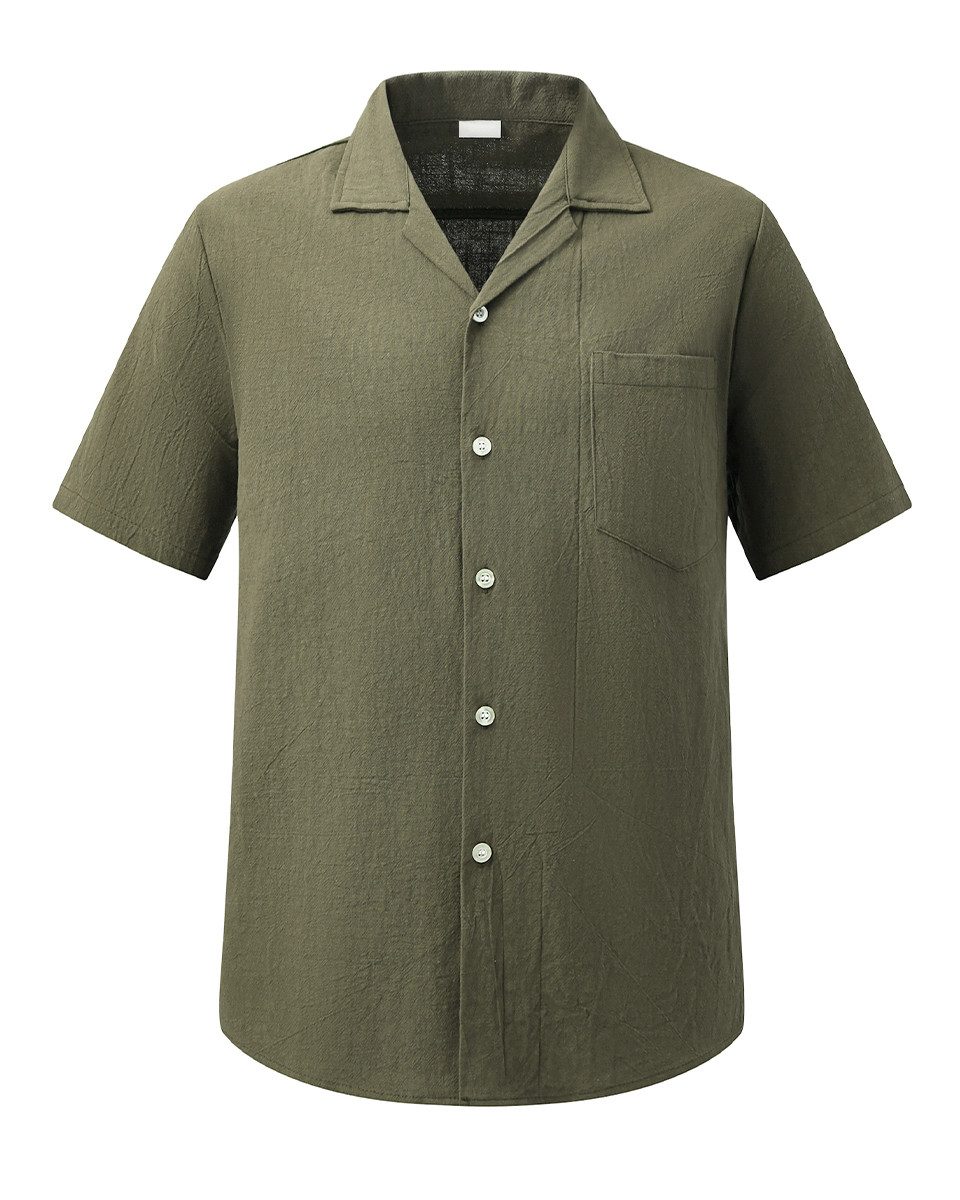 Allthemen Kurzarmhemd Herren Vintage Kubanerkragen Kurzarmhemd Freizeithemd lockerer