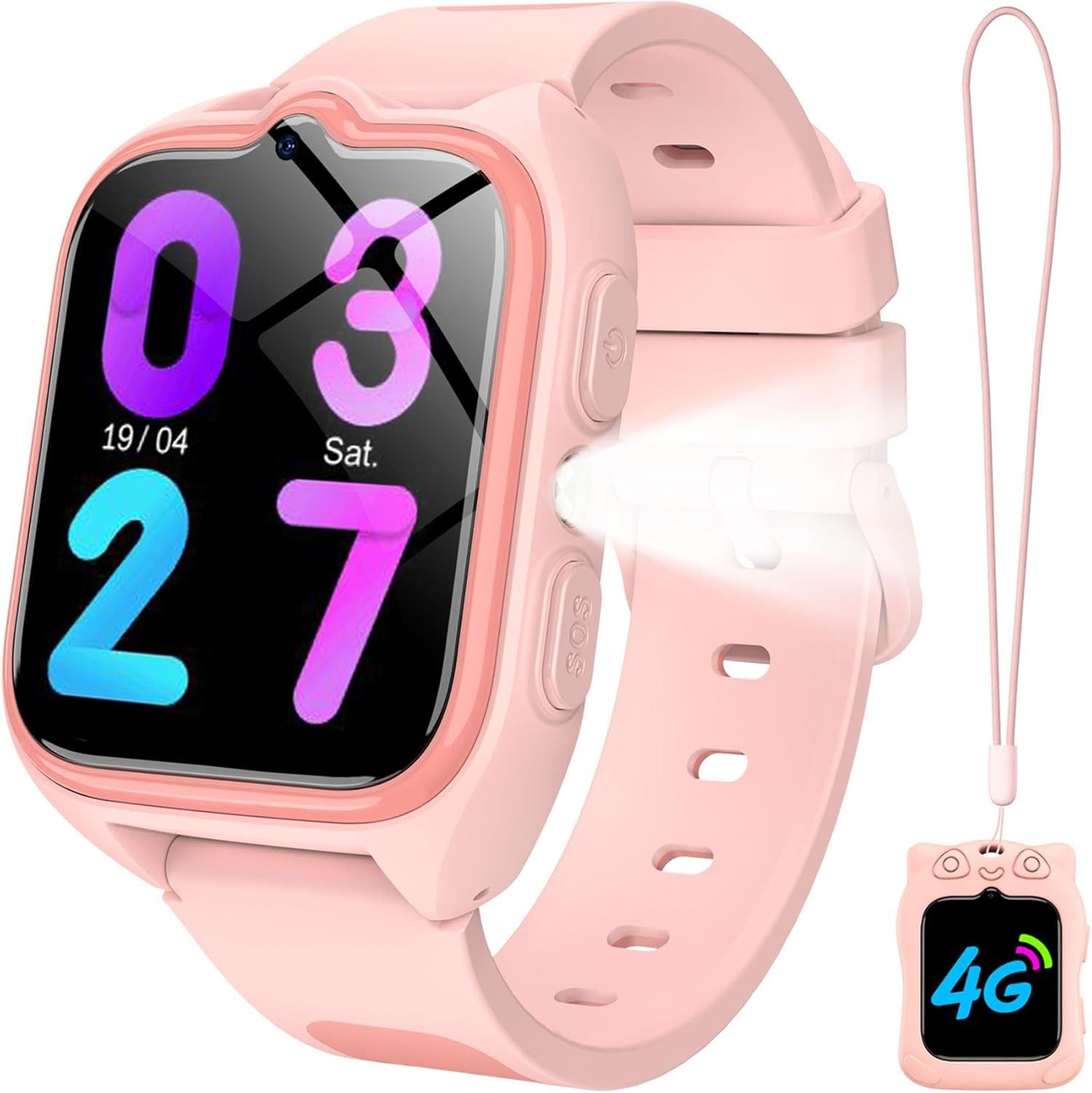 blackview Kinder Smartwatch 4G GPS – Telefon, Videochat, SOS, Ortung, Schulmodus Smartwatch (1.75 Zoll), 1-tlg., 1×Smartwatch, 1×Halsband, 1×Ladekabel, 1× Bedienungsanleitung( DE), GPS+WLAN+LBS Ortung,800 mAh,LED-Taschenlampe,Mit SIM-Kartensteckplatz