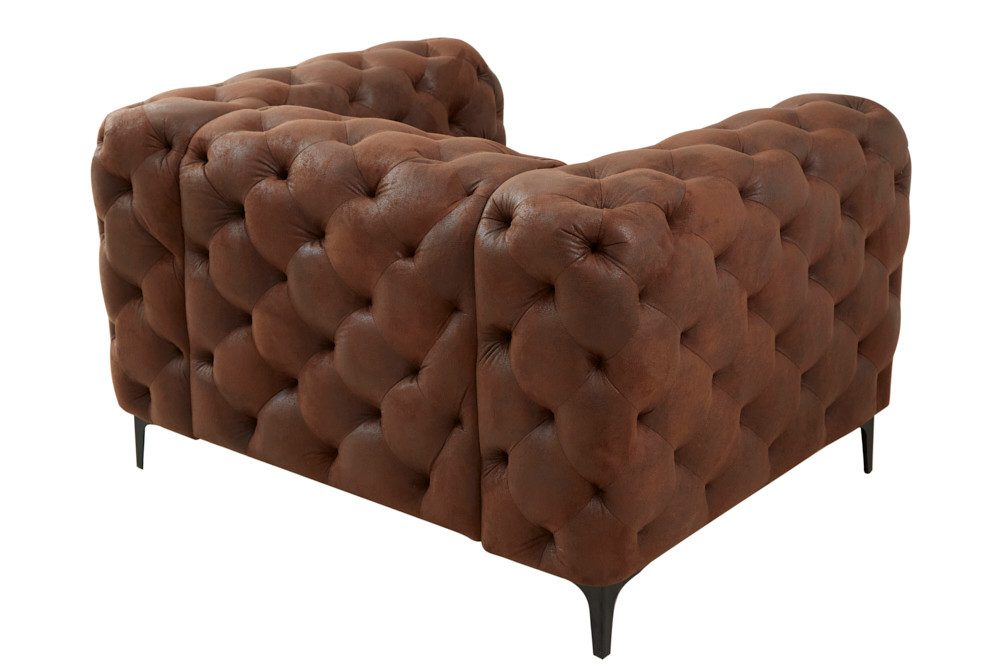 riess-ambiente Chesterfield-Sessel MODERN BAROCK 120cm antik braun · Microfaser-Sessel mit Federkern (Einzelartikel, 1-St), Chesterfield · Ziersteppung · Rundum-Bezug · Lesesessel · Metallfüße