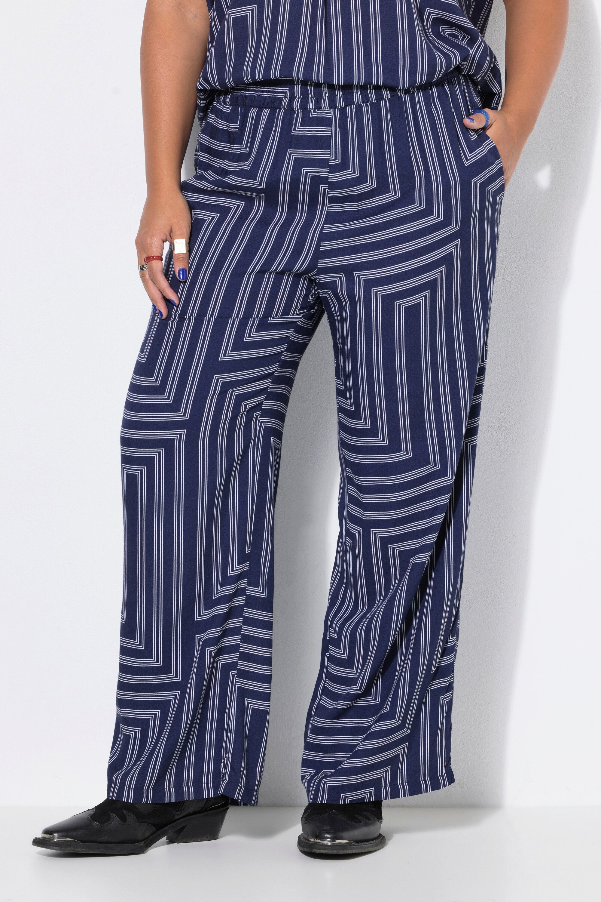 Studio Untold Schlupfhose Palazzohose Wide Legs Grafikprint Elastikbund
