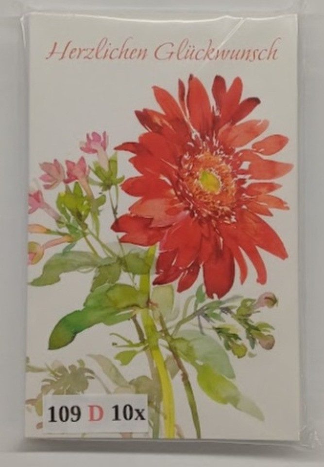 LYSCO Grußkarten 10 Glückwunschkarten Glückwunsch Blumen + DIN A6 Umschlag (KT-109), Grüße Geschenk Glück Feier, 4seitig - klappbar