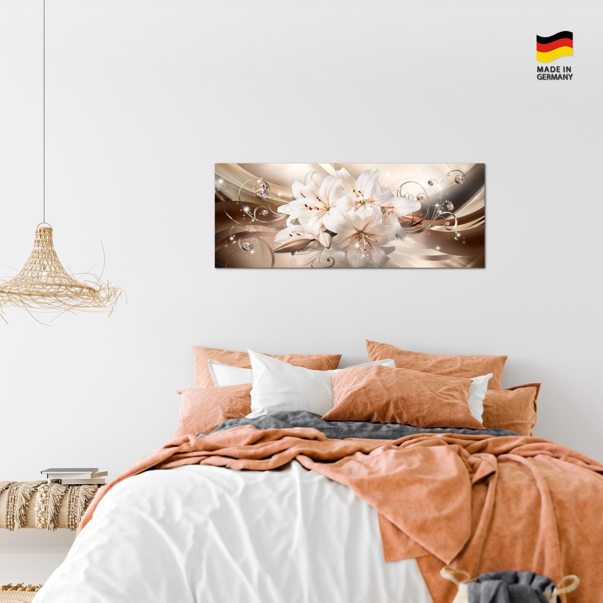 Runa Art Wandbild Wandbild Blumen Bilder XXL Wohnzimmer Schlafzimmer 100 x 40 cm, Beige – Bild 3 von 5