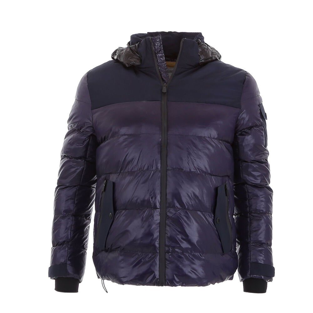 Ital-Design Steppjacke Herren Freizeit Kapuze (abnehmbar) Gefüttert Jacke in Dunkelblau