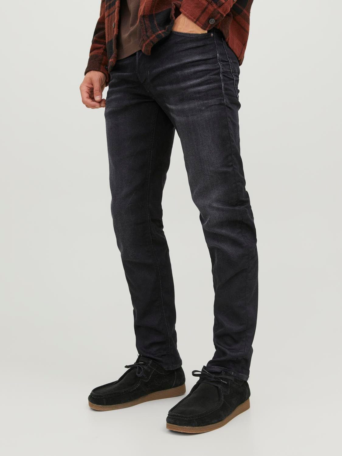 Tapered-fit-Jeans Herren Jeans Comfort Hose Schwarz JJIMIKE JJORIGINAL JOS 697 I.K