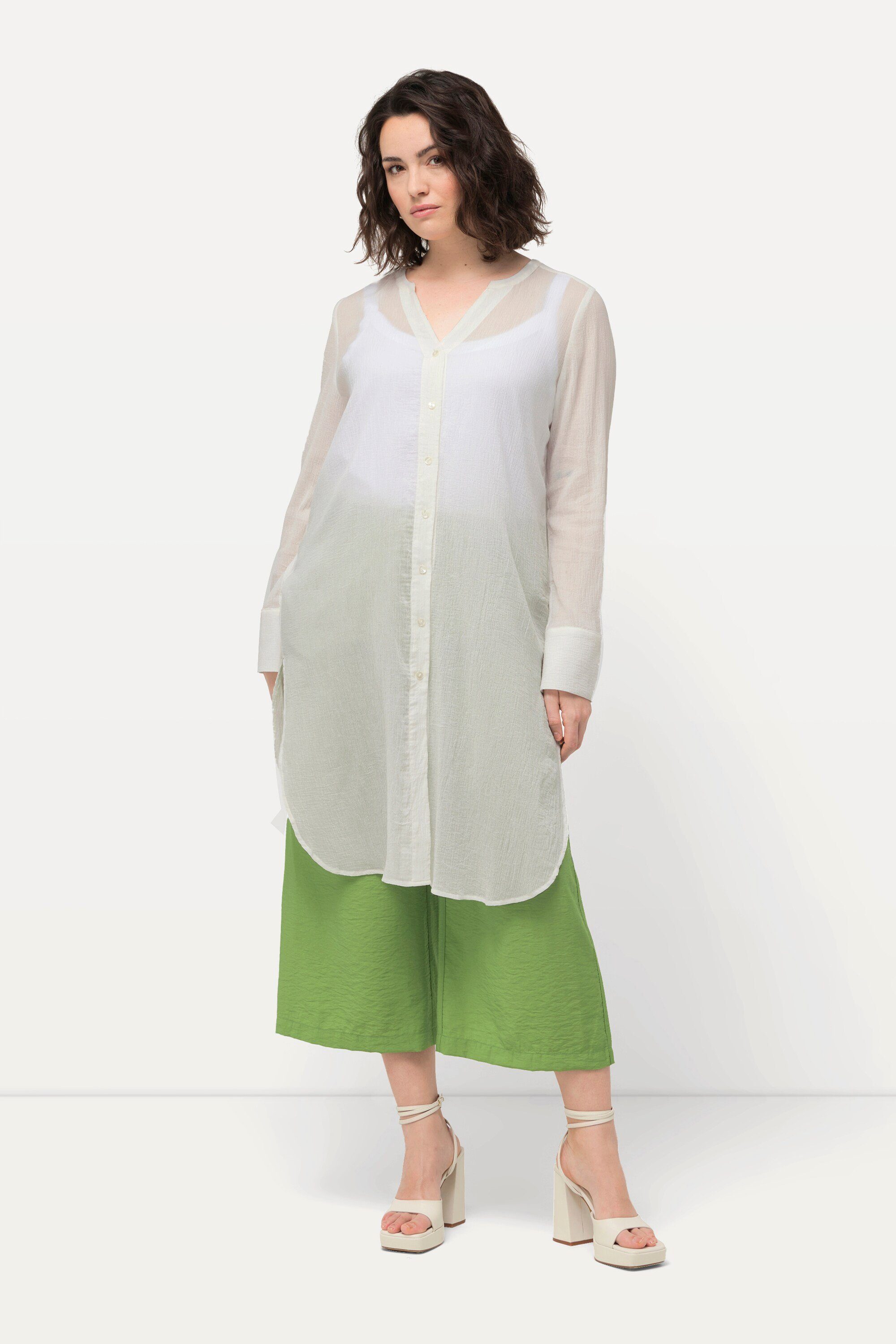 Ulla Popken Longbluse Longbluse Struktur A-Linie günstig online kaufen