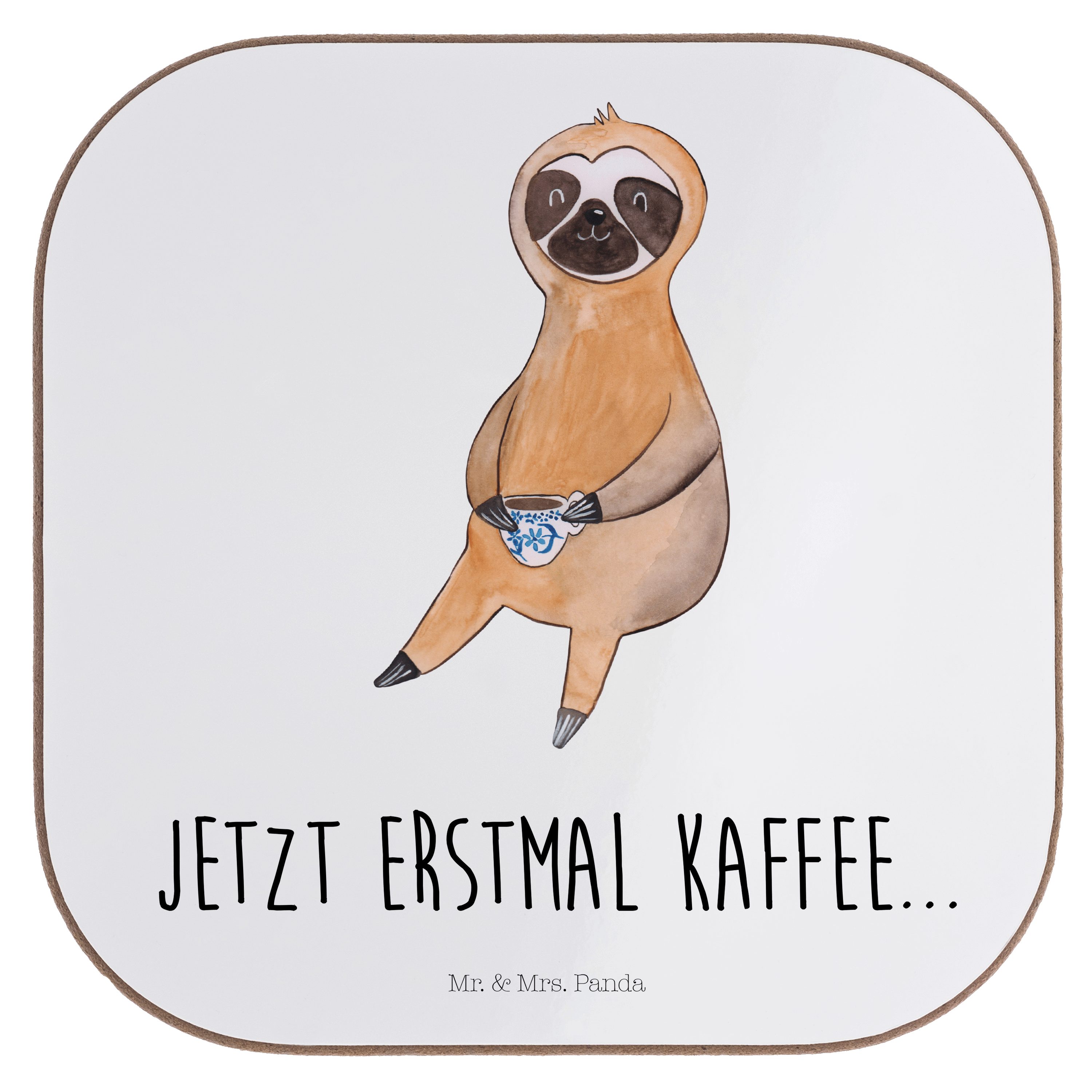 Kaffee Faultier Mr. - Panda - Mrs. 1-tlg. Getränkeuntersetzer Geschenk, Morgenmu, Frühaufsteher, Weiß Faultiere, &