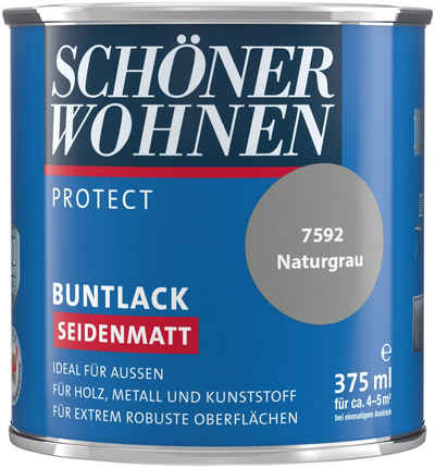 SCHÖNER WOHNEN-Kollektion Lack Protect Buntlack, 375 ml, naturgrau, seidenmatt, ideal für außen