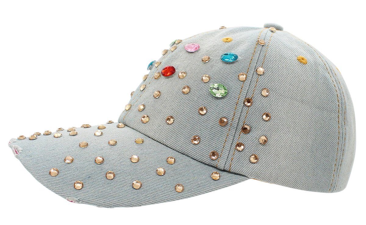 dy_mode Baseball Cap Damen Jeans Baseball Cap Mütze Kappe mit Glitzer bunt Basecap One Size