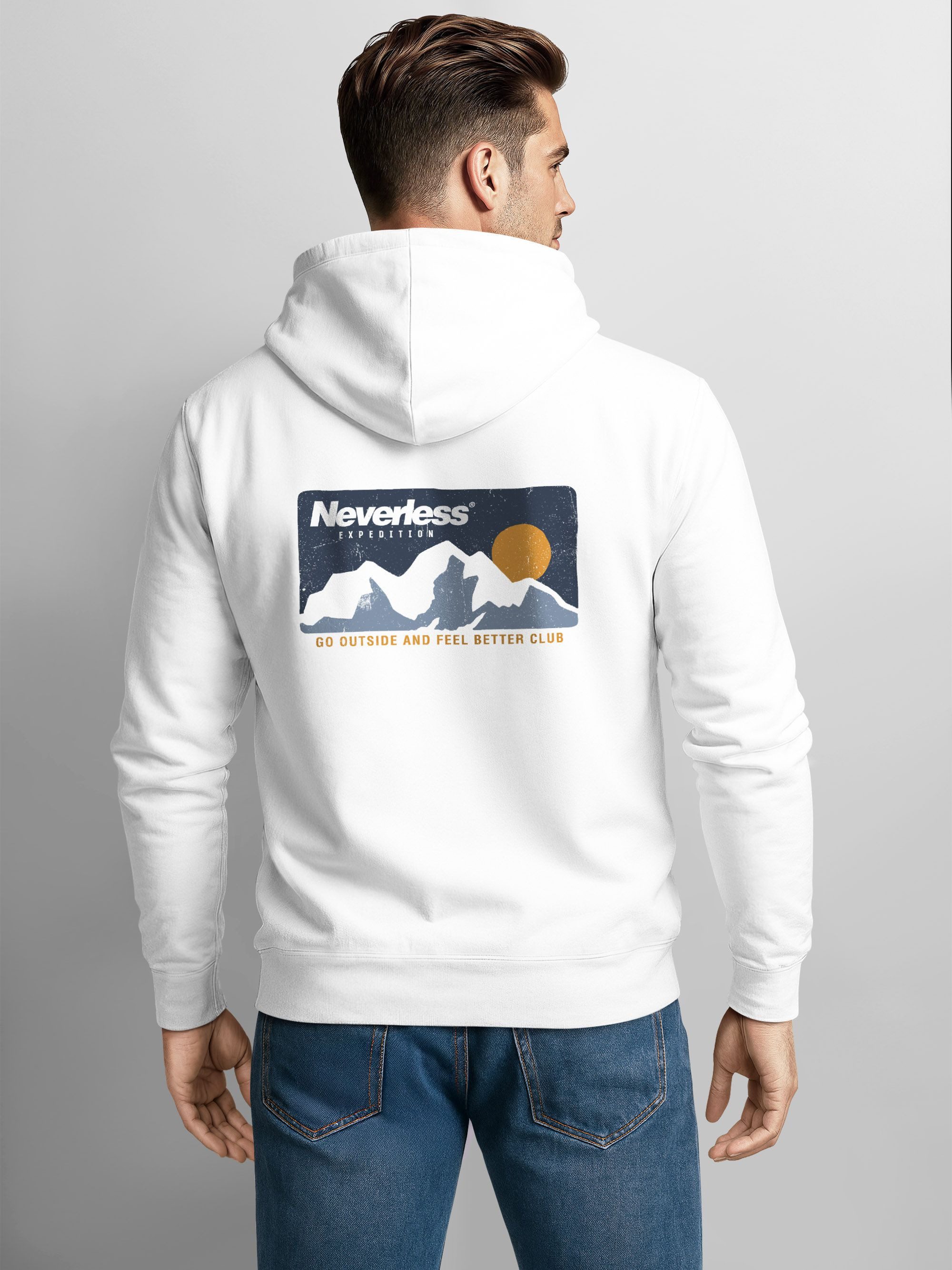 Neverless Sweatjacke Herren Sweatjacke Backprint Nature Lover Go Outside Zipjacke