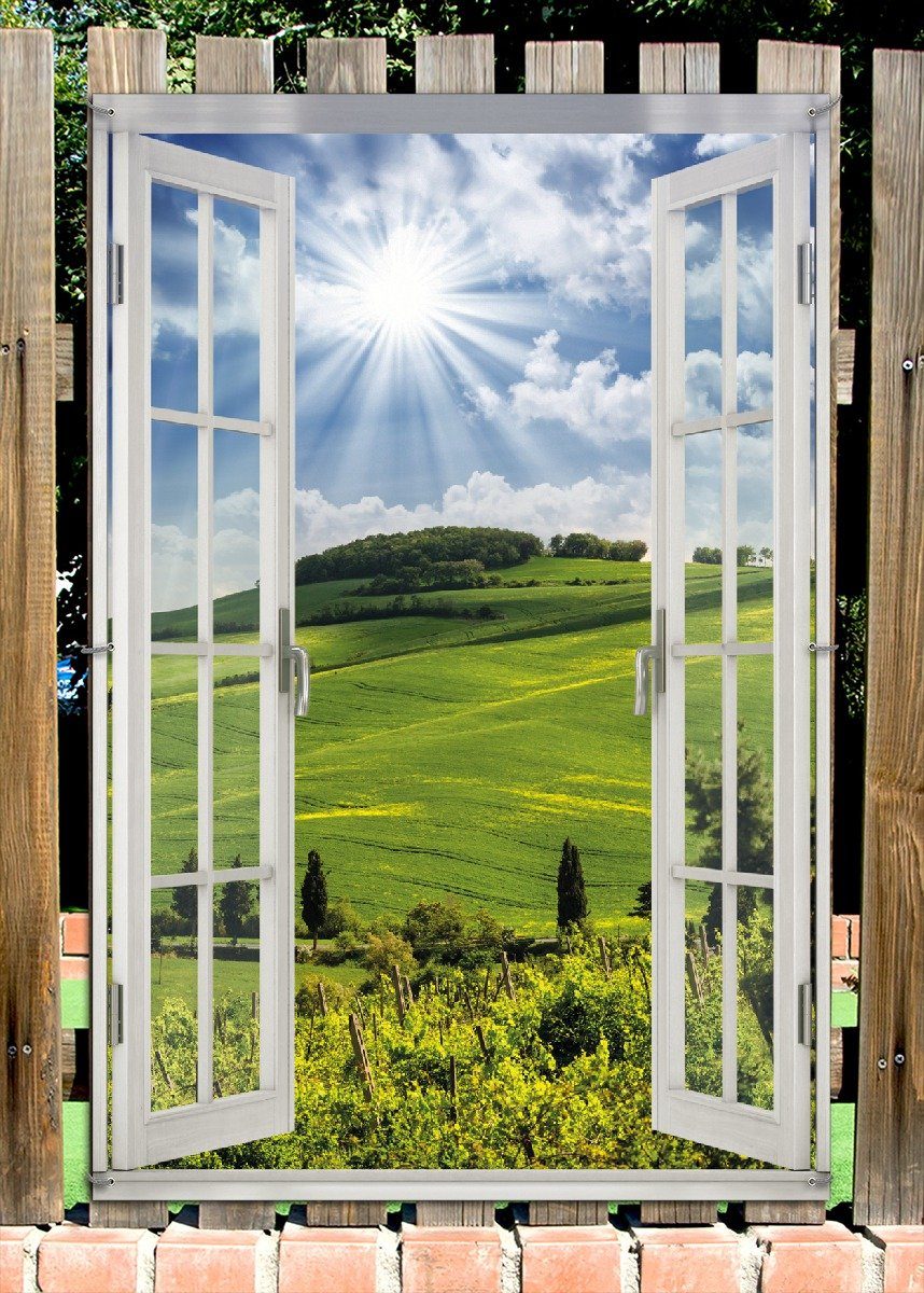 Thumbnail - Wallario Sichtschutzzaunmatten Strahlender Sonnenschein, mit Fenster-Illusion