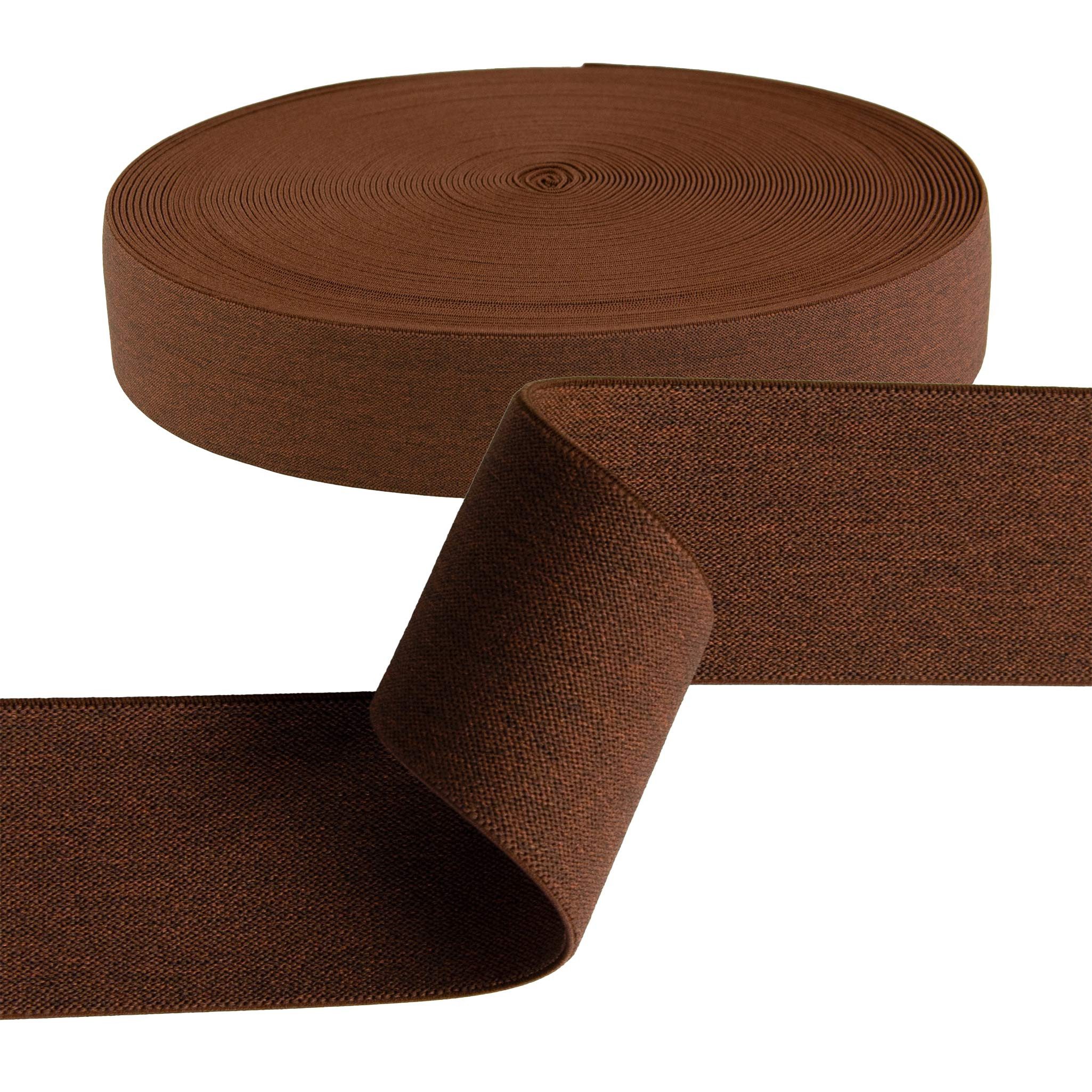 maDDma Gummiband Gummiband meliert ab 1m x 40mm beidseitig Gummilitze flach Stretch, braun