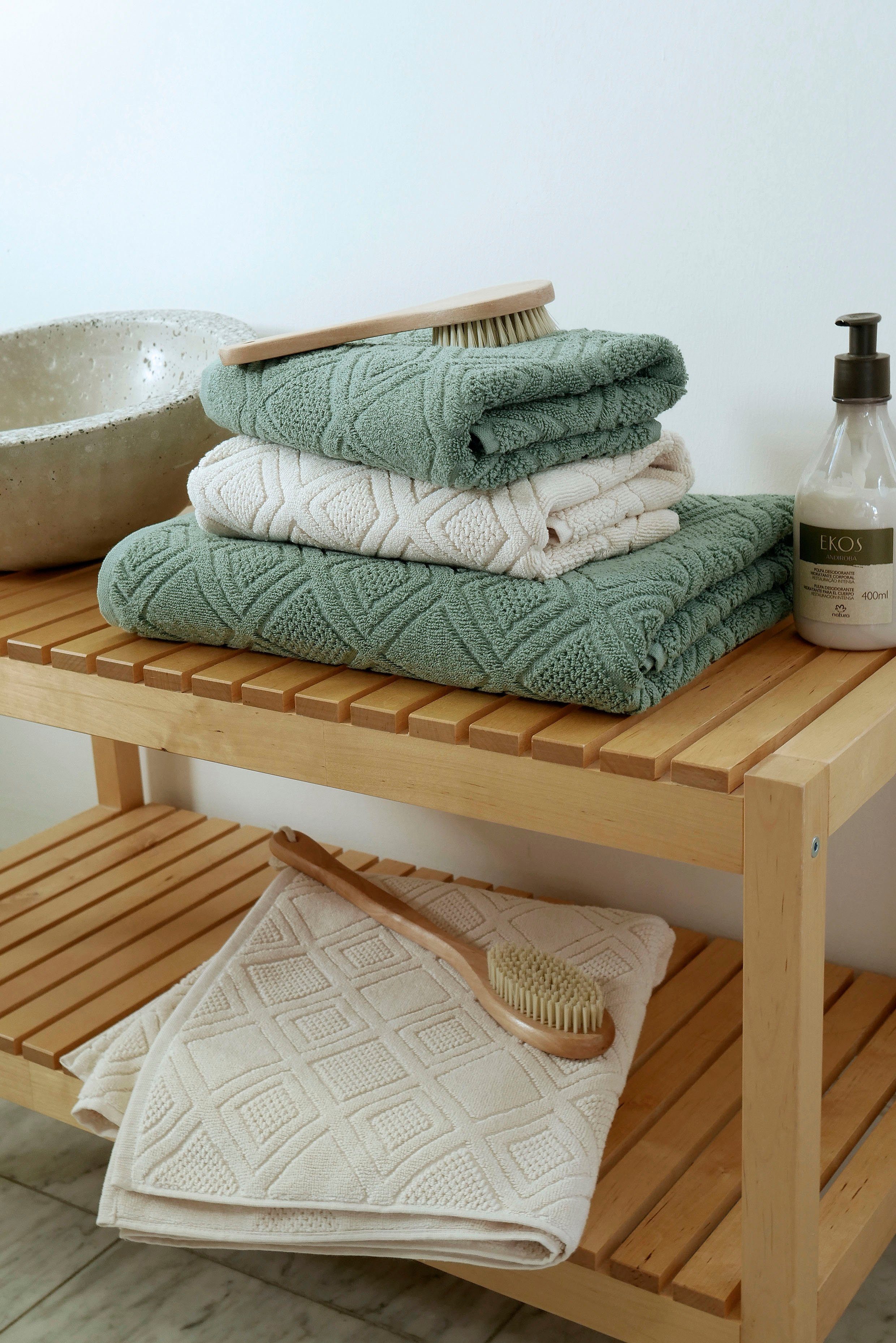 framsohn frottier Badematte Mosaik, Höhe 7 mm, beidseitig nutzbar, schnell trocknend, Baumwolle, rechteckig, gemustert, Baumwolle, hergestellt in Österreich