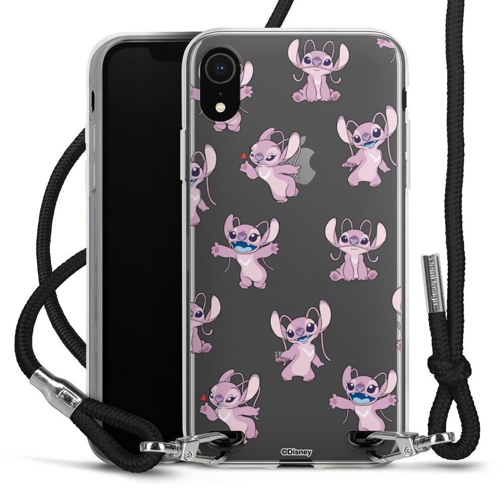 DeinDesign Handyhülle Lilo & Stitch Engel Disney Angel Faces Pattern Transparent, Apple iPhone Xr Handykette Hülle mit Band Case zum Umhängen