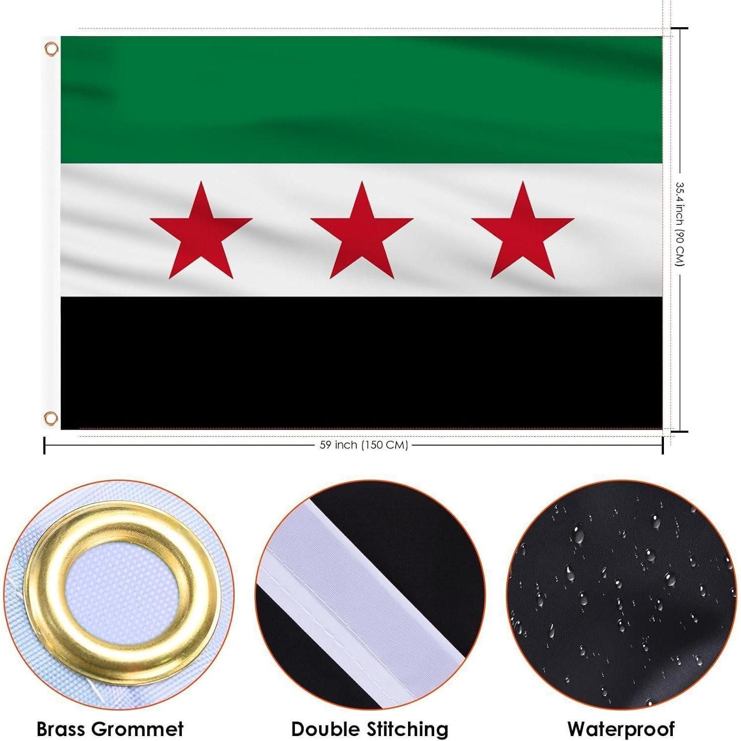 LuxusKollektion Flagge Flagge Syria 150x90cm 2Stück 2 Stück Freie Syrische Armee Flagge