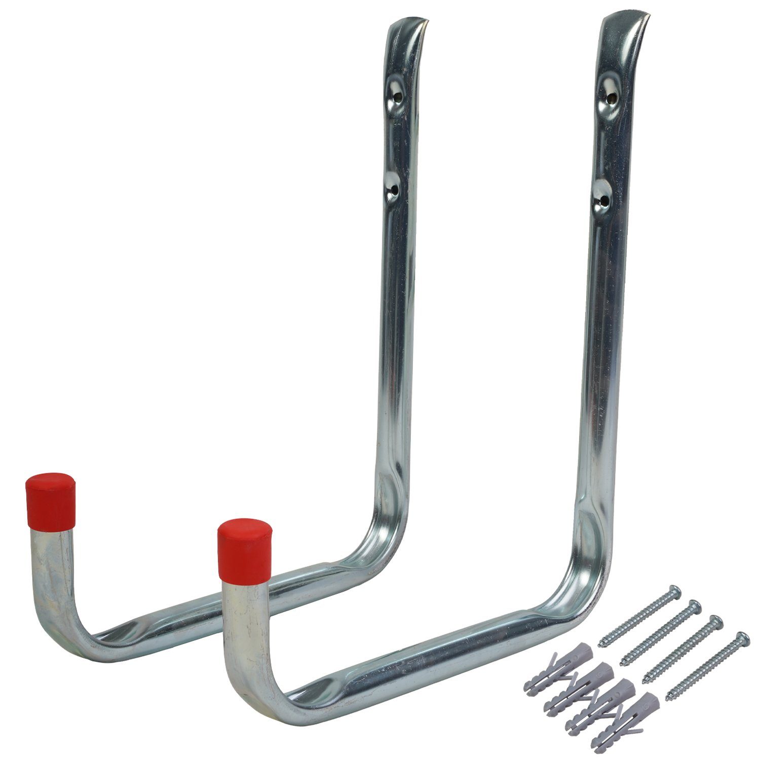 Filmer Wandhaken 2x Set Wand-Haken Geräte-Träger Silber 10kg, Werkzeug-Halterung Schlauch-Halter für Garage Keller Werkstatt Garten