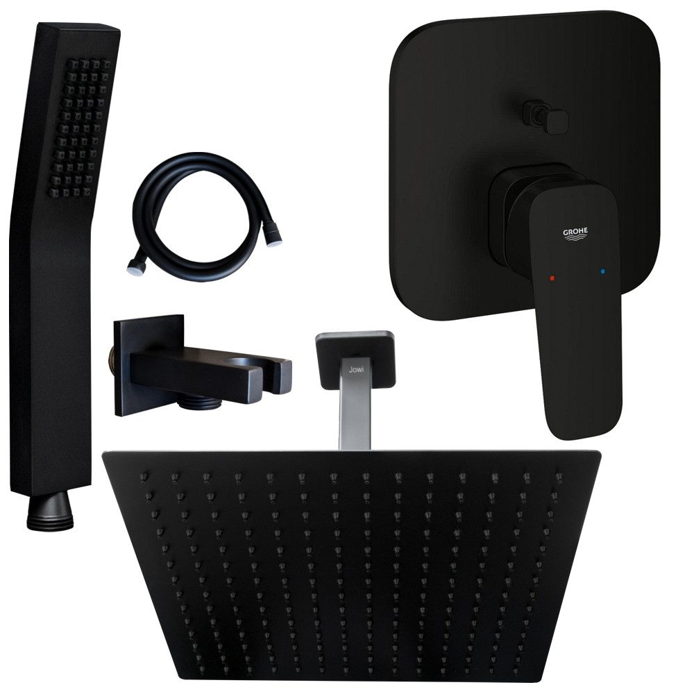 Grohe und Jowi Duscharmatur Cubeo Unterputz Mischer, Schwarz, Regendusche, günstig online kaufen