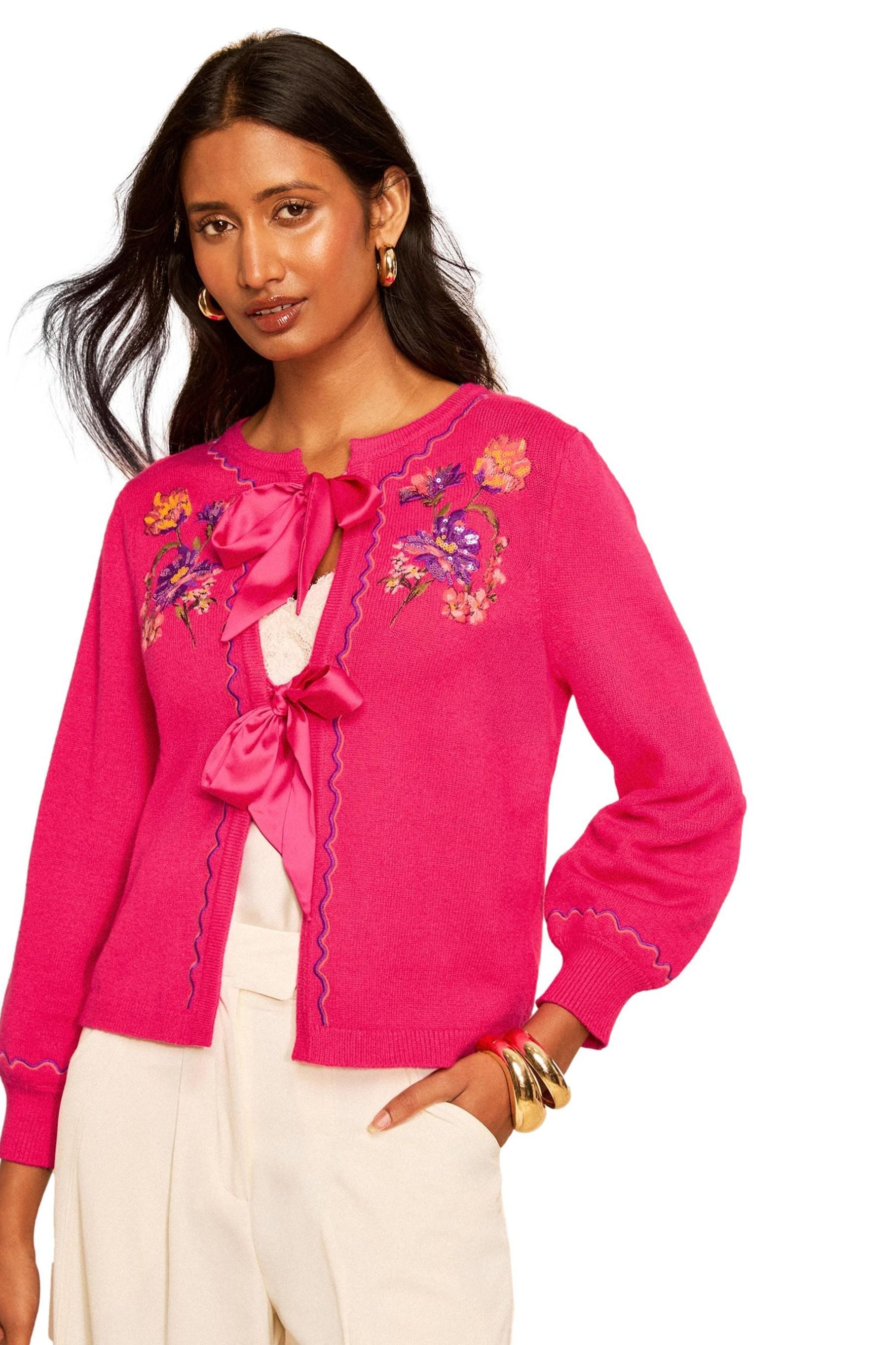 Love & Roses Strickjacke Love & Roses Strickjacke mit Satin-Detail, Regular (1-tlg)