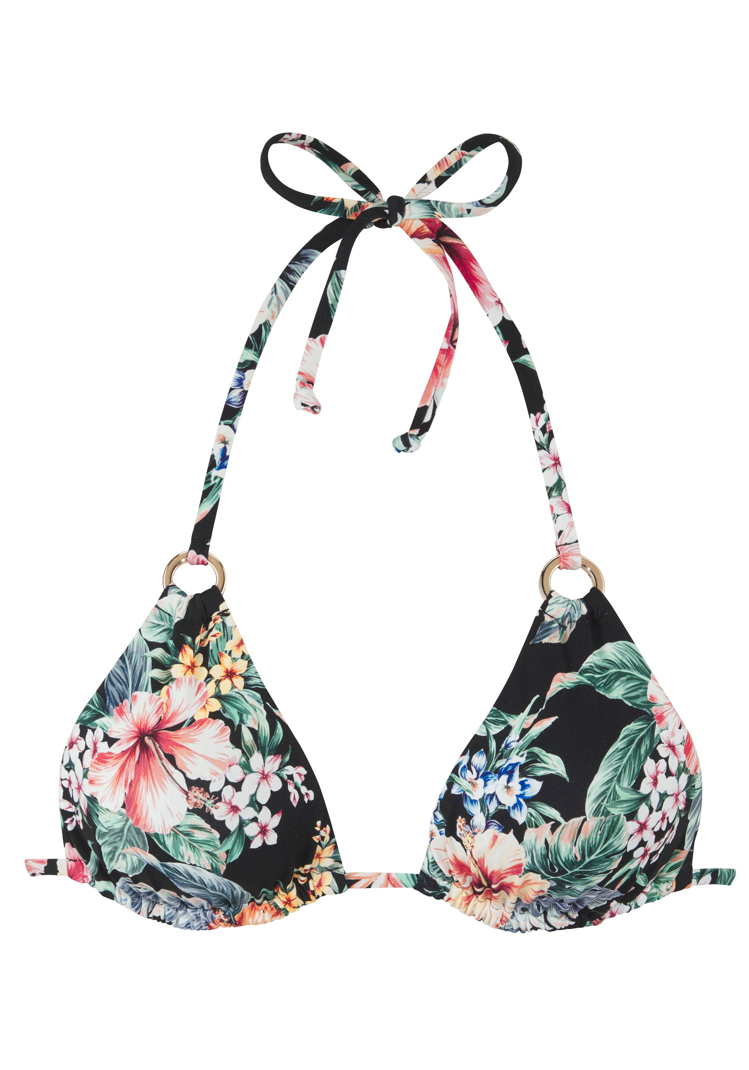 LASCANA Triangel-Bikini-Top Salsa, Goldfarbene Zierringe günstig online kaufen