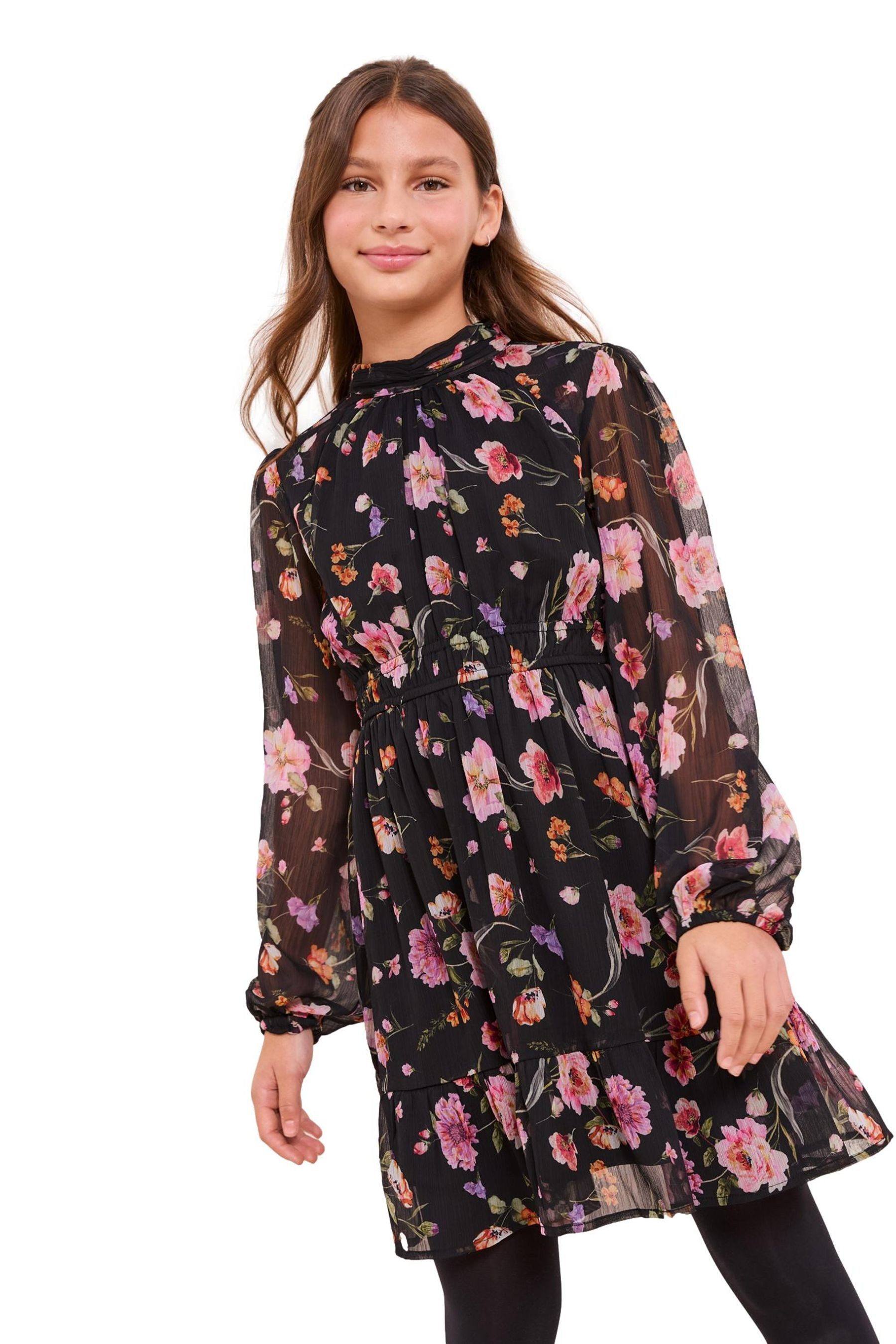 LIPSY Chiffonkleid Lipsy Chiffon-Kleid mit Blumenmuster (1-tlg)