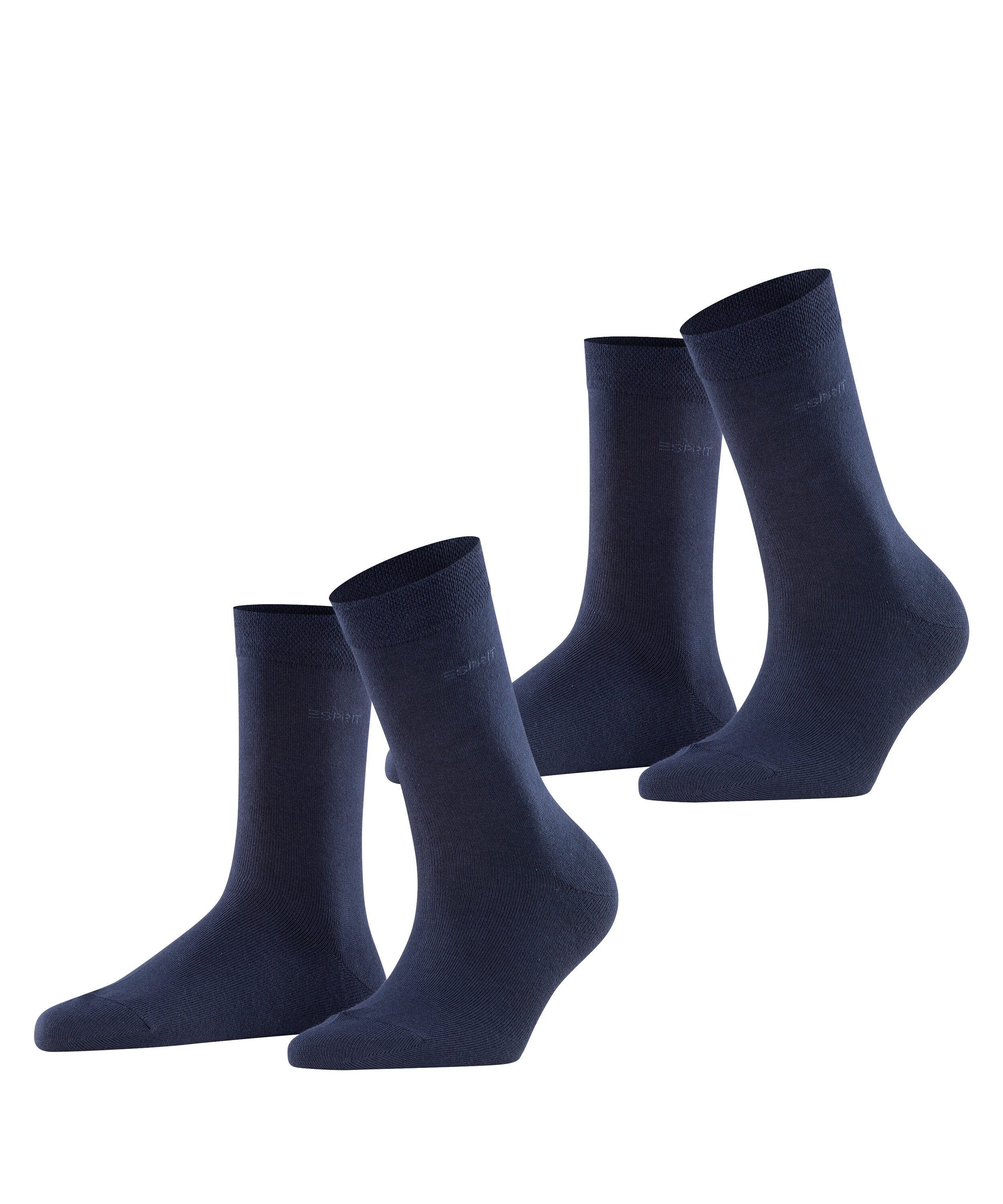 Esprit Socken Basic Easy (2-Paar, 2 Paar) ohne einschneidendes Bündchen, Basic-Socke, Uni-Strümpfe atmungsaktiv