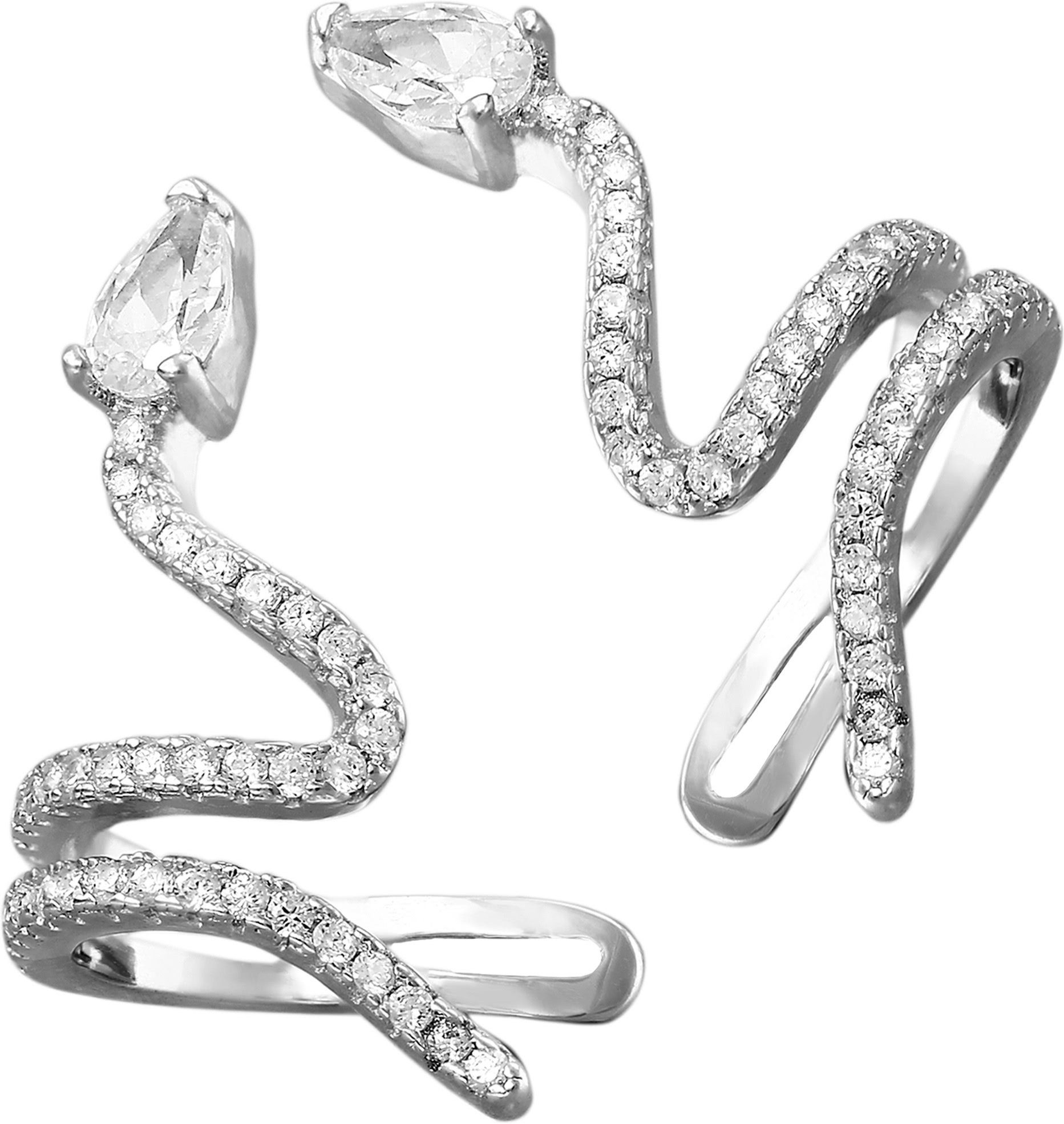 SilberDream Paar Ohrklemmen SilberDream weiß Schlangen Set Ohrringe (Ohrklemme, 2-tlg), Damen Ohrklemme Schlange 925 Sterling Silber, weiß