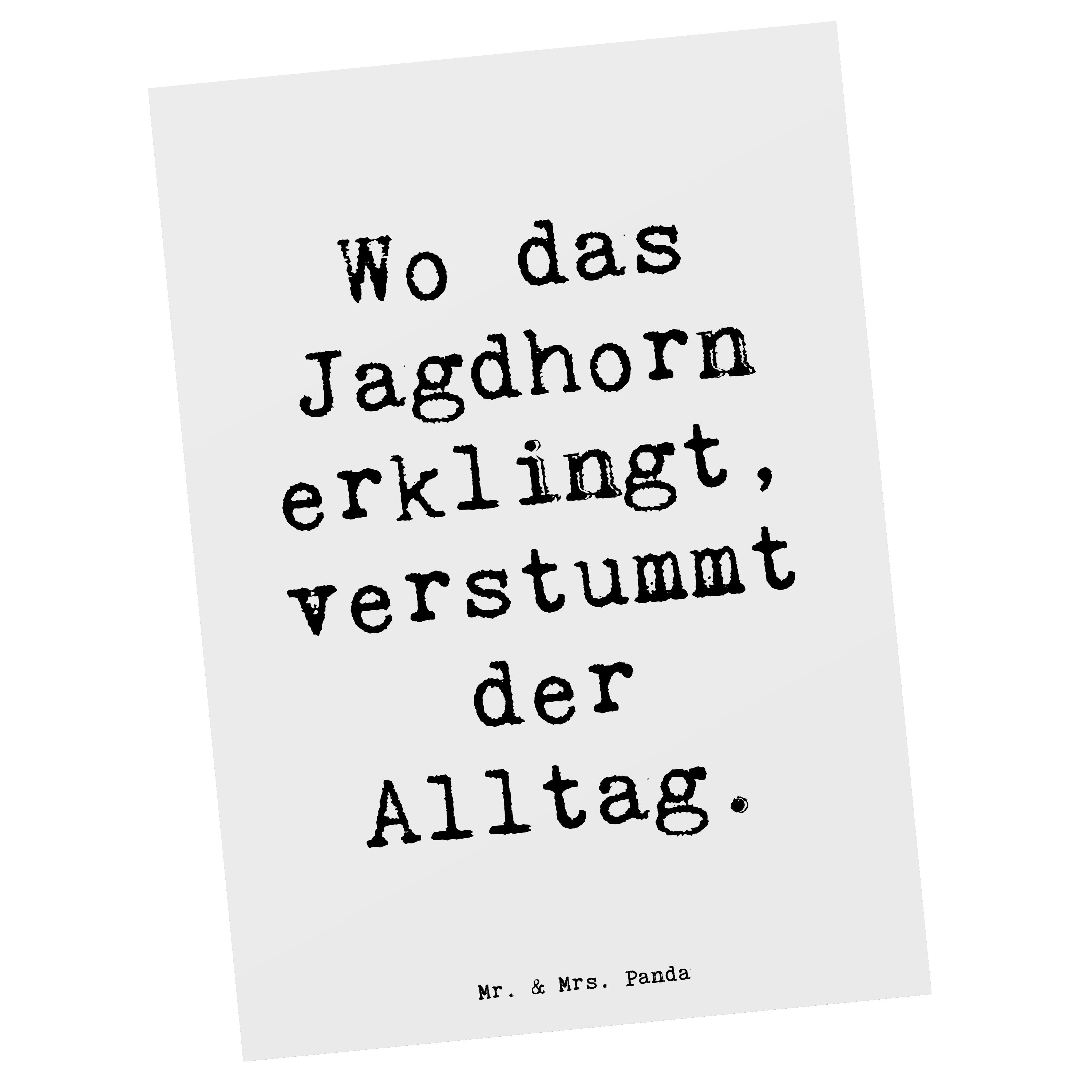Mr. & Mrs. Panda Postkarte Jagdhorn Alltag - Weiß - Geschenk, Musiker, Dankeskarte, Natur, Postk, Hochglänzend veredelt
