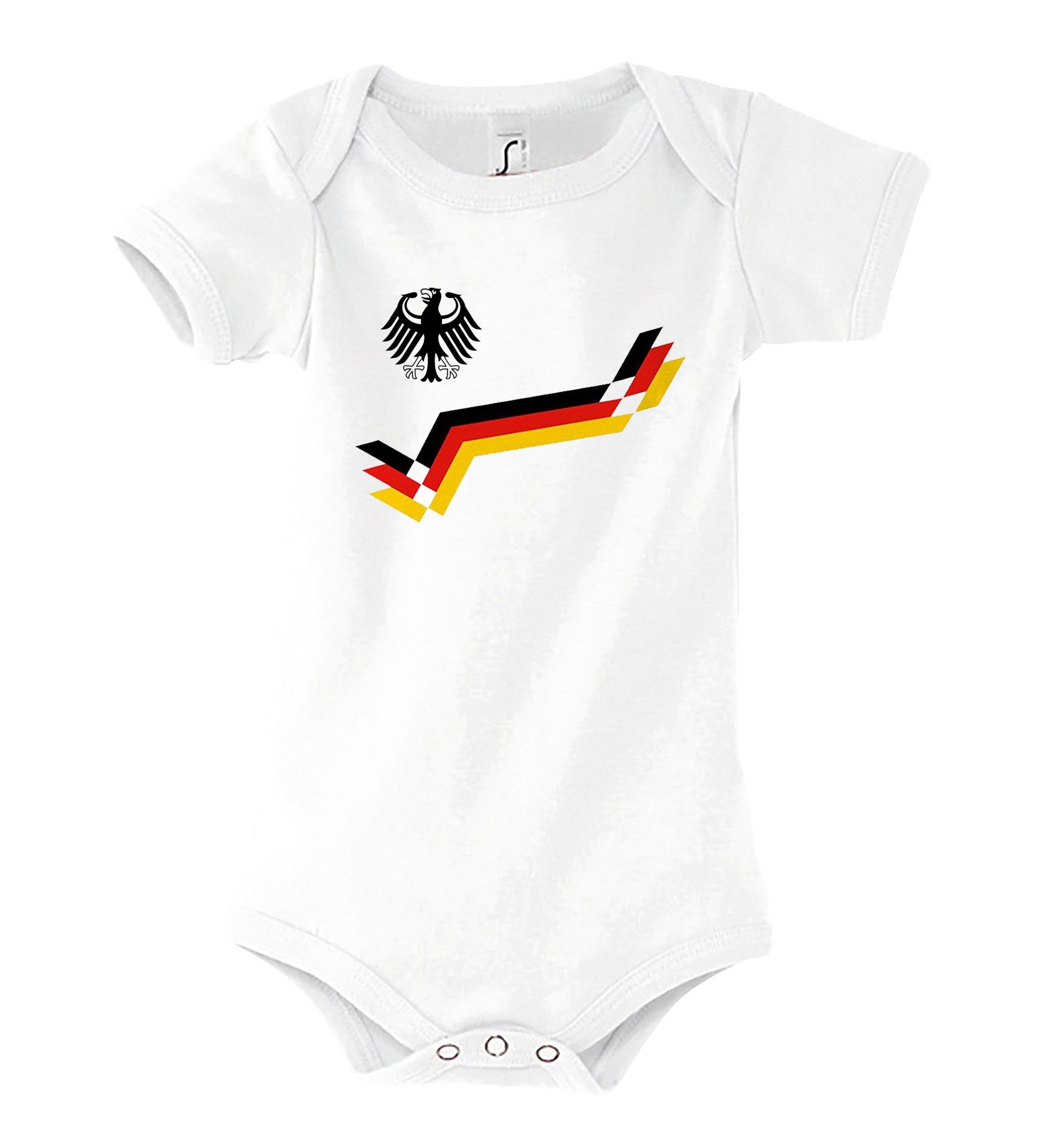 Youth Designz Strampler Deutschland Baby Body Strampler im Retro Fußball Trikot Look in tollem Design, mit Frontprint