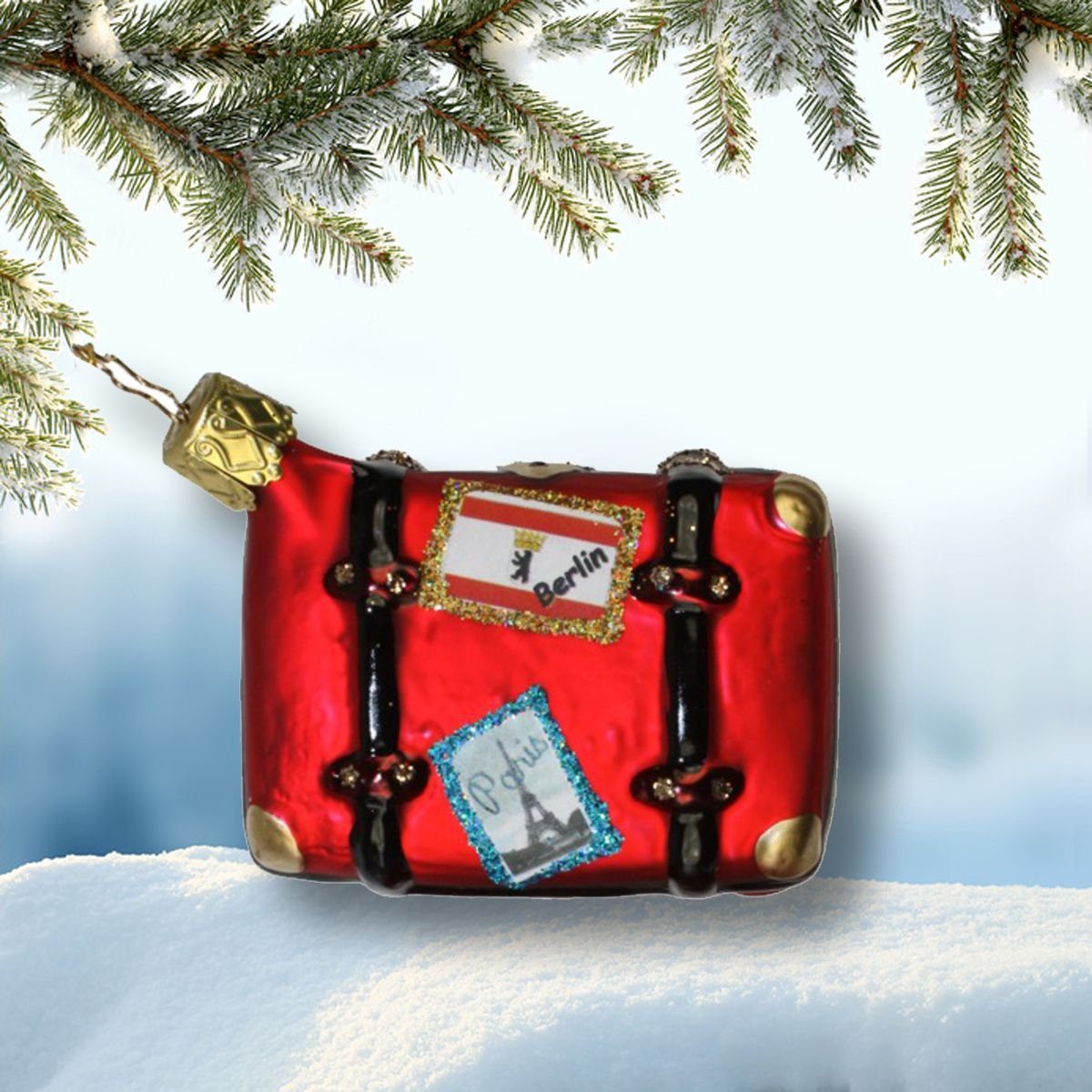 INGE-GLAS® Christbaumschmuck INGE-GLAS Weihnachts-Anhänger (1-tlg) Reise-Koffer