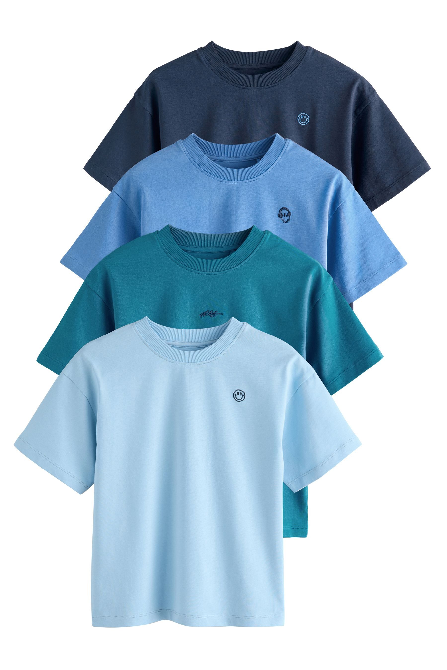 Next T-Shirt T-Shirt mit Grafik und kurzen Ärmeln, 4er-Pack (4-tlg)