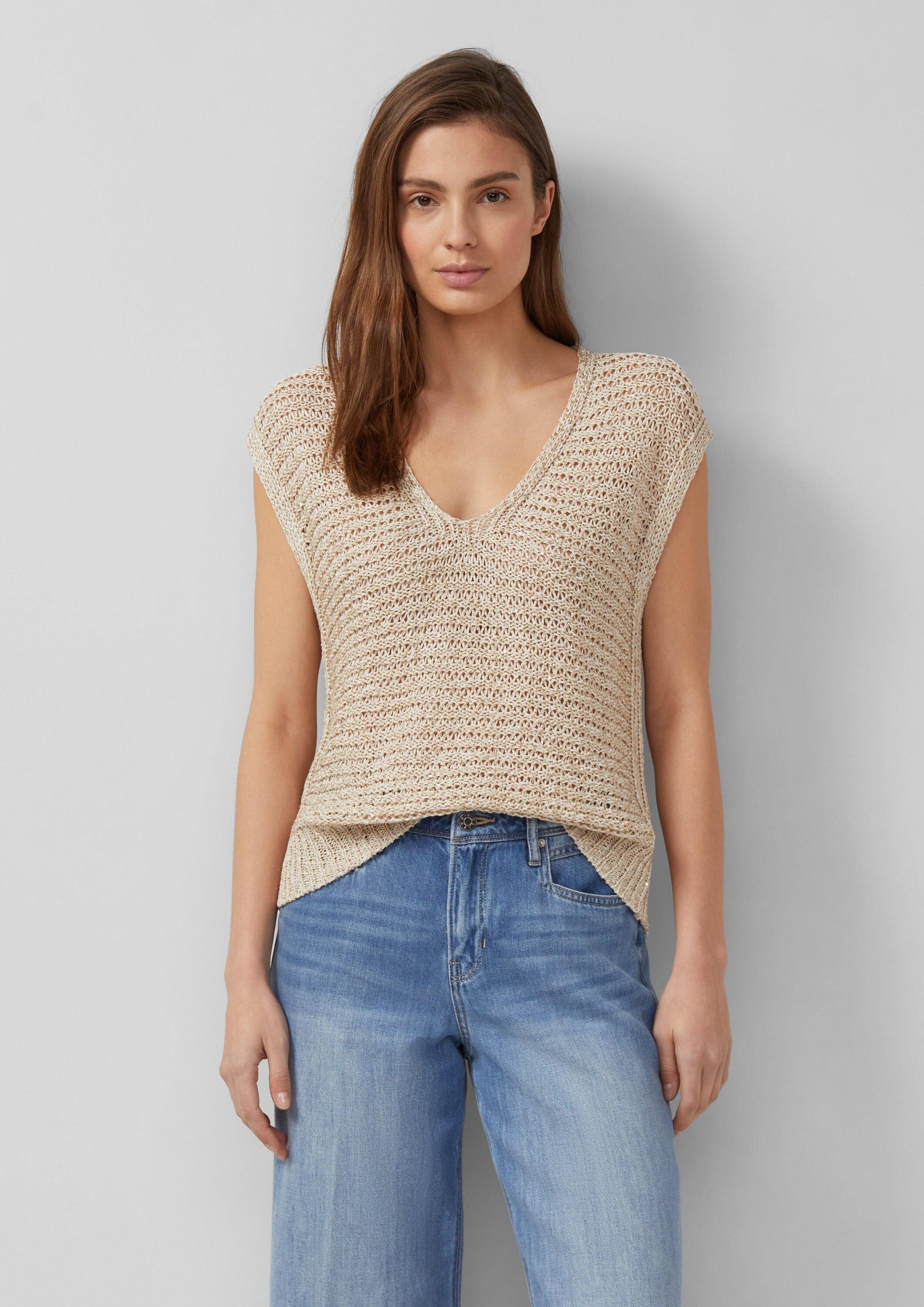 s.Oliver Kurzarmpullover Strickpullover Luftiger Strickpullover im Relaxed günstig online kaufen