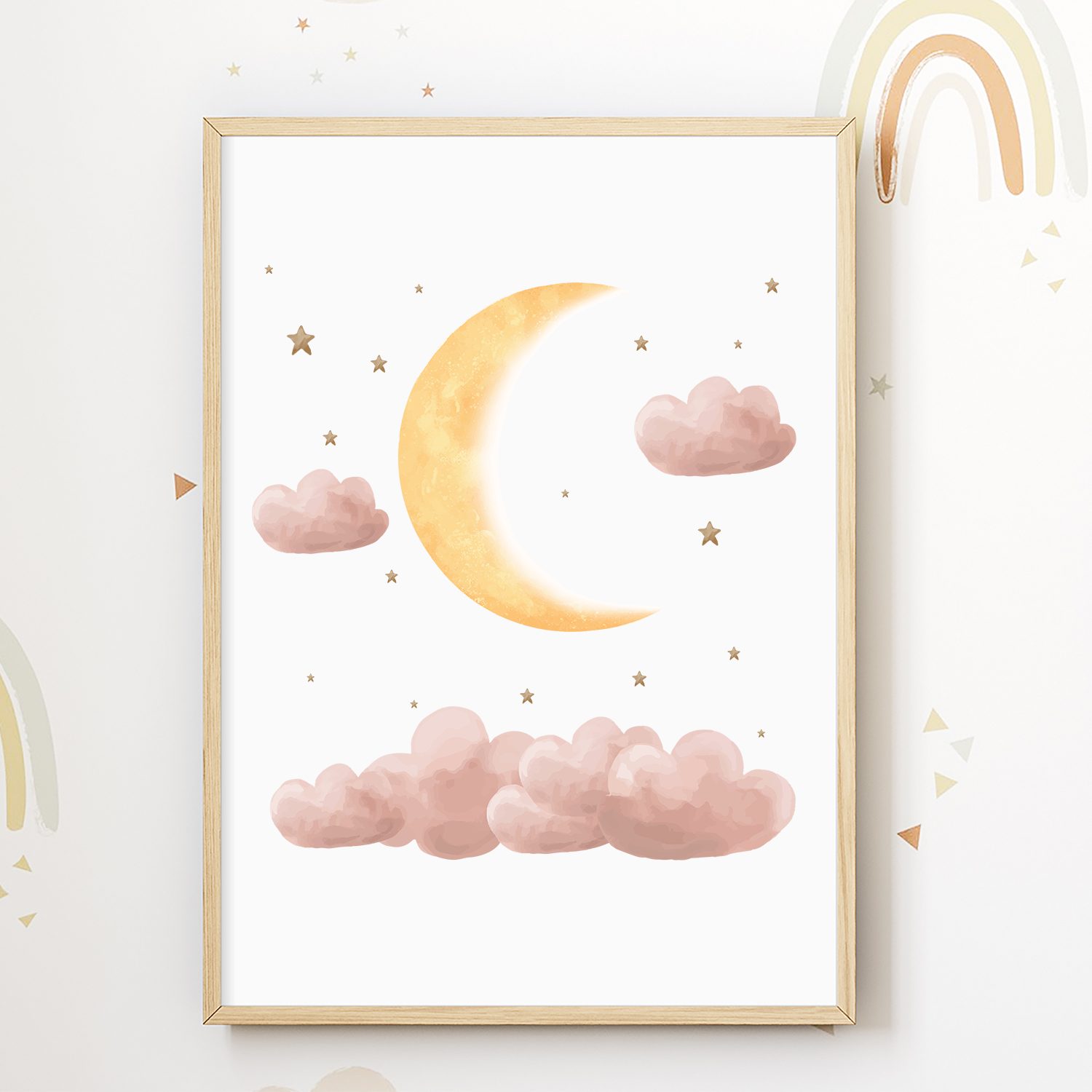 Tigerlino Poster Pastell Weltraum Stern Mond Regenbogen Rakete Bilder 6er Set