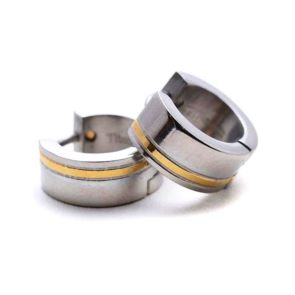 Vivance Klappcreolen Titan Creolen "Classic Line", mit PVD Goldstreifen günstig online kaufen