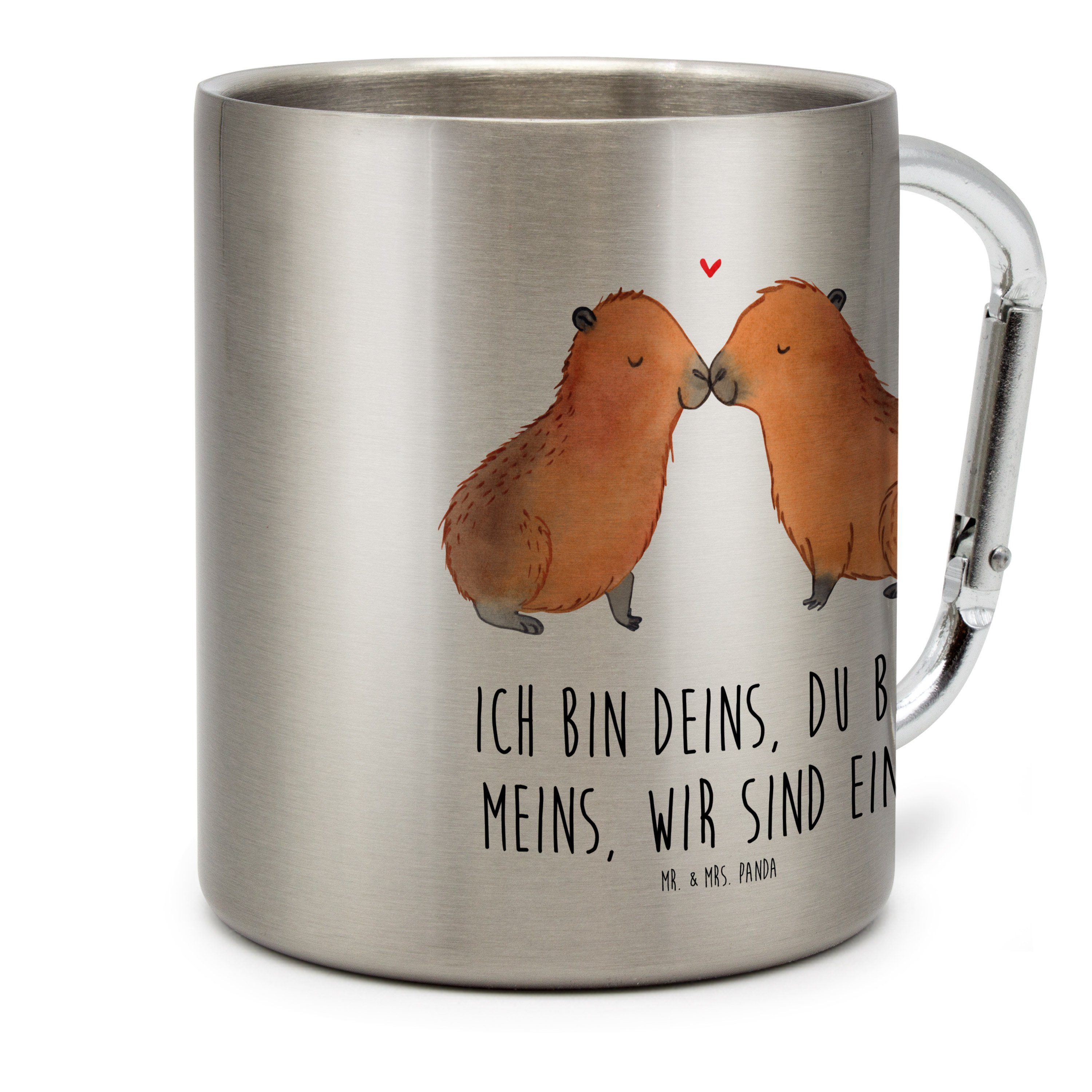 Tasse Capybara & - - Edelstahl Geschenk, Tie, Sprüche, Panda Liebe Transparent lustige Mr. Mrs. Becher,